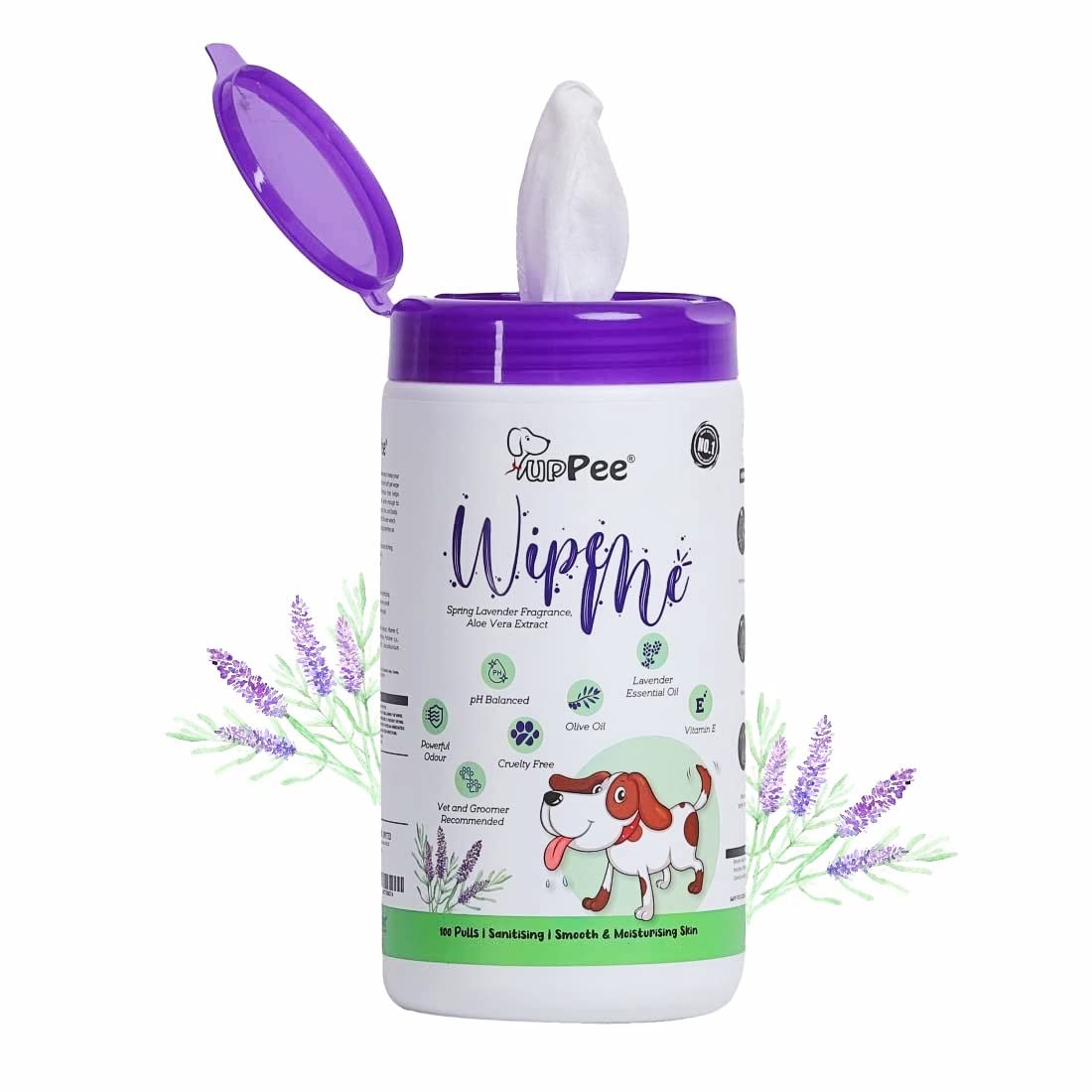 PUPPEE Wipe ME Pet Wipes 100 Count 100% Biodegradable Wet Wipes for Dogs & Cats| Cleansing, Deodorising & Grooming Wipes | Lavender Essential, Vitamin E & Olive Oil PUPPEE Wipe ME Pet Wipes 100 Count 100% Biodegradable Wet Wipes for Dogs & Cats| Cleansing, Deodorising & Grooming Wipes | Lavender Essential, Vitamin E & Olive Oil