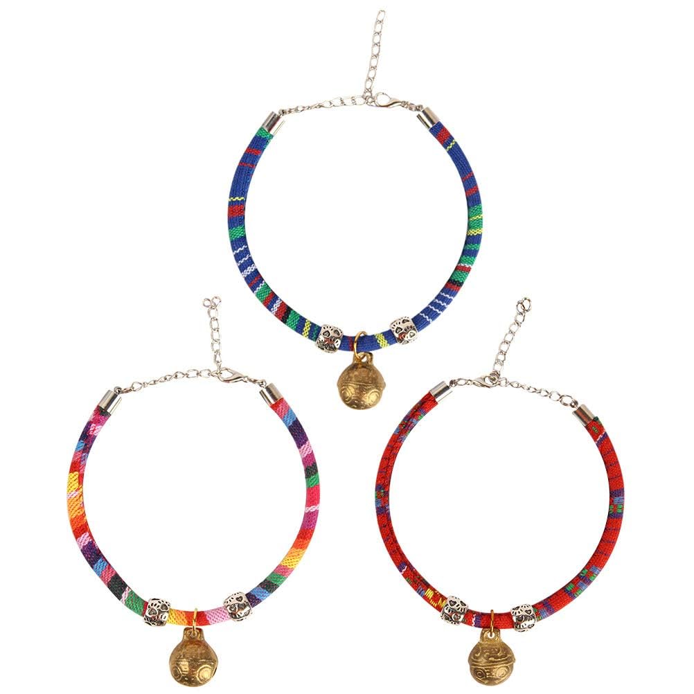 Dog Trust Ethnic Pet Collar with Bell Safety Adjustable Cat Necklace Ethnic Style Cat Collar Pack of 1 pcs