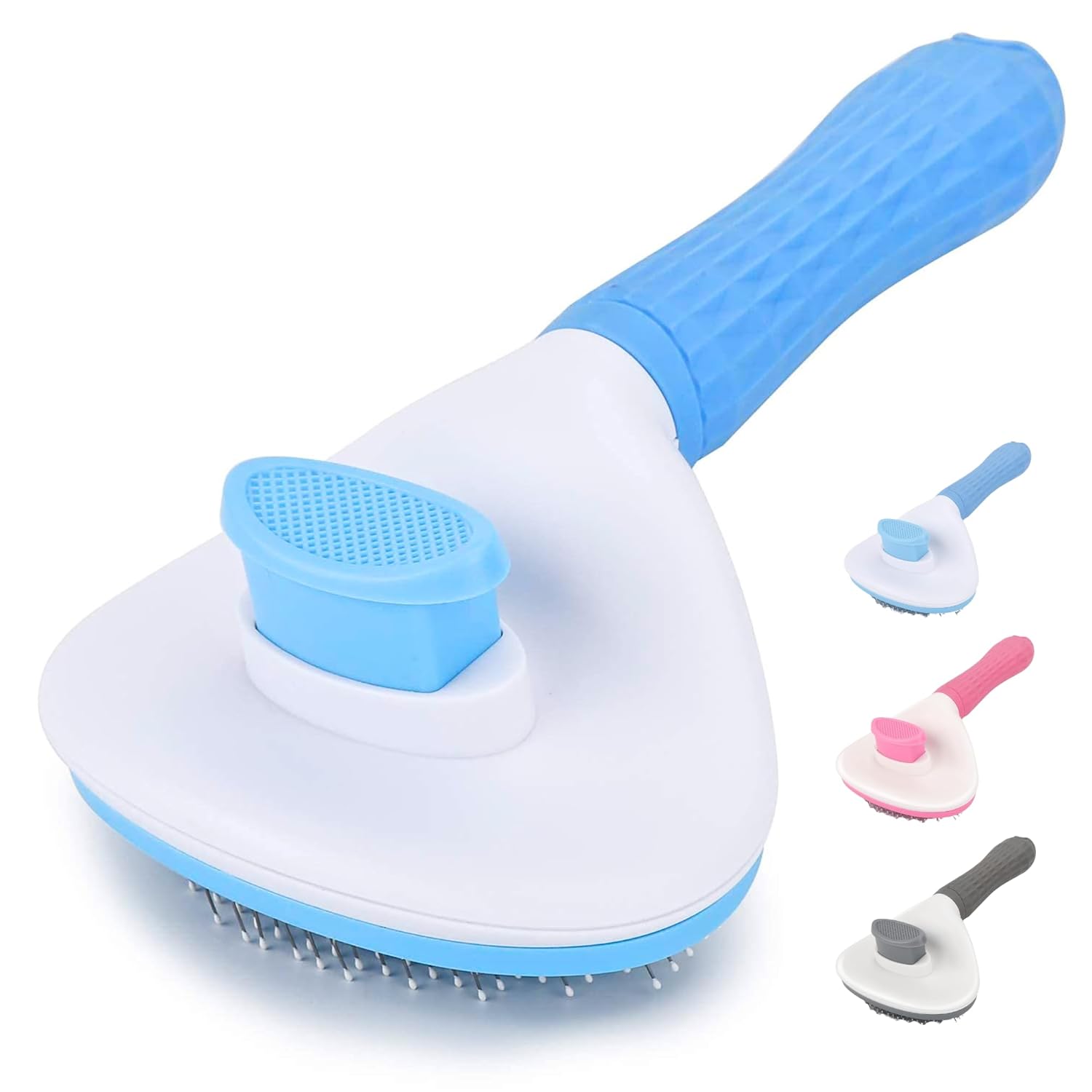 Buraq Self Cleaning Slicker Brush for Dogs & Cats, Buraq Grooming Pet Hair Brush for Long & Short Hair, Dog Comb & Cat Comb for Grooming, Deshedding, Bathing & Massaging (Oval, Multi – Color)