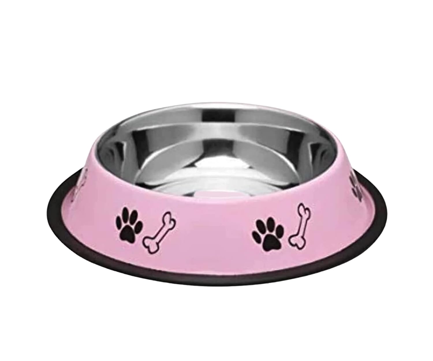 Foodie Puppies Stainless Steel Paw Bone Printed Bowl for Dogs, Cats & Any Pets – 700ml, Medium (Baby Pink) I Non-Skid Rubber Bottom Food/Water Bowl I Non-Toxic & 100% Safe for Pets
