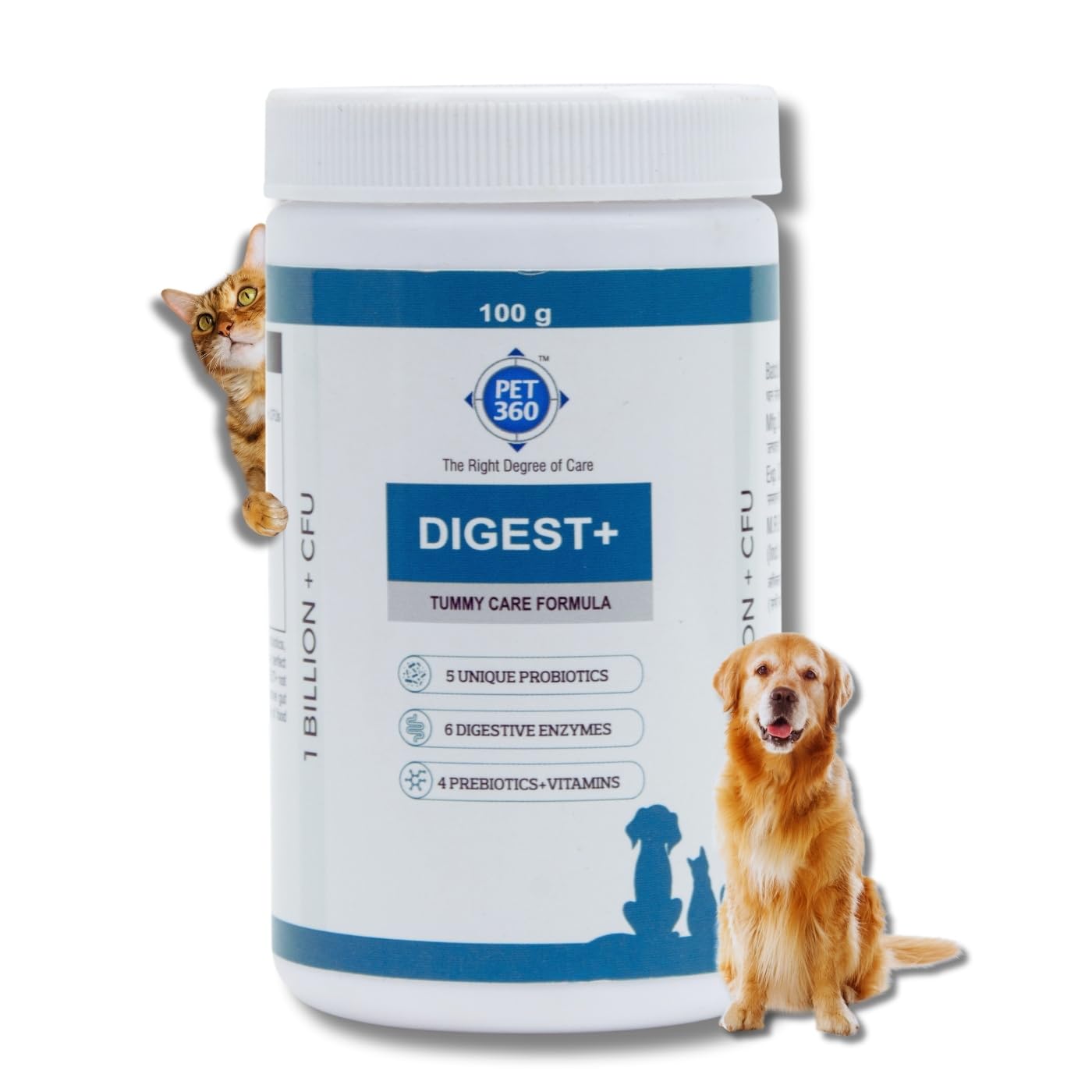 PET360 Digest+ Tummy Care Formula | Gut Health Supplement for Dogs & Cats | Probiotics, Prebiotics, Digestive Enzymes & Vitamins for Improved Digestion & Immunity | Suitable for All Breeds – 100 gm PET360 Digest+ Tummy Care Formula | Gut Health Supplement for Dogs & Cats | Probiotics, Prebiotics, Digestive Enzymes & Vitamins for Improved Digestion & Immunity | Suitable for All Breeds – 100 gm