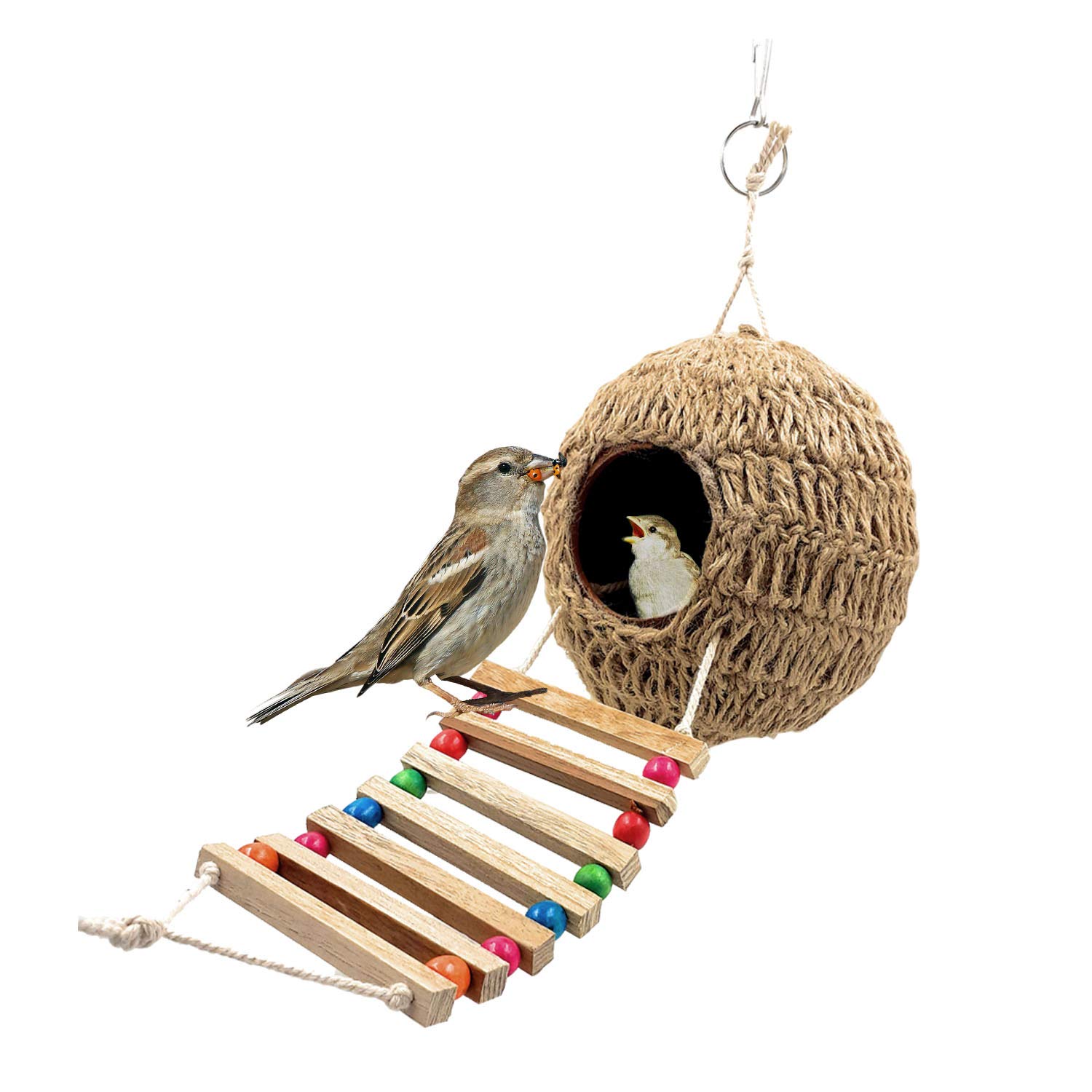 Jainsons Pet Products Bird Nest Ladder Medium Perfectly Small Bird Lovebird Home and Play Toys for Small Bird Cage and Outside of Bird Cage Small Bird