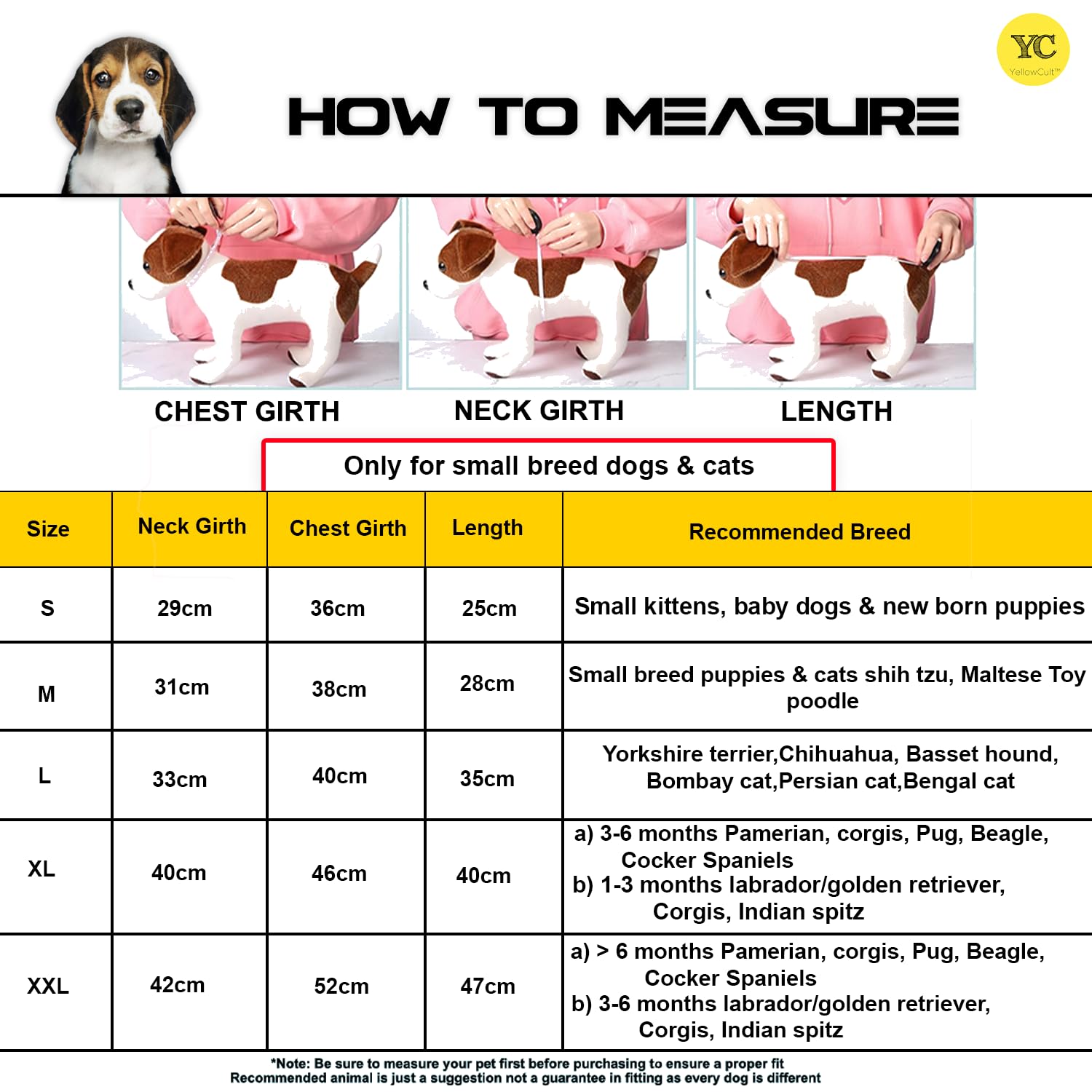 Yellowcult Cute Dog T-Shirt Clothes, Summer Sweetshirts Sporty Pet Random Design Outfit for Small Breed Dog, cat, Puppy, Kitten, Diwali, Festival, Travel, Outing, Photos(S- Any 1)