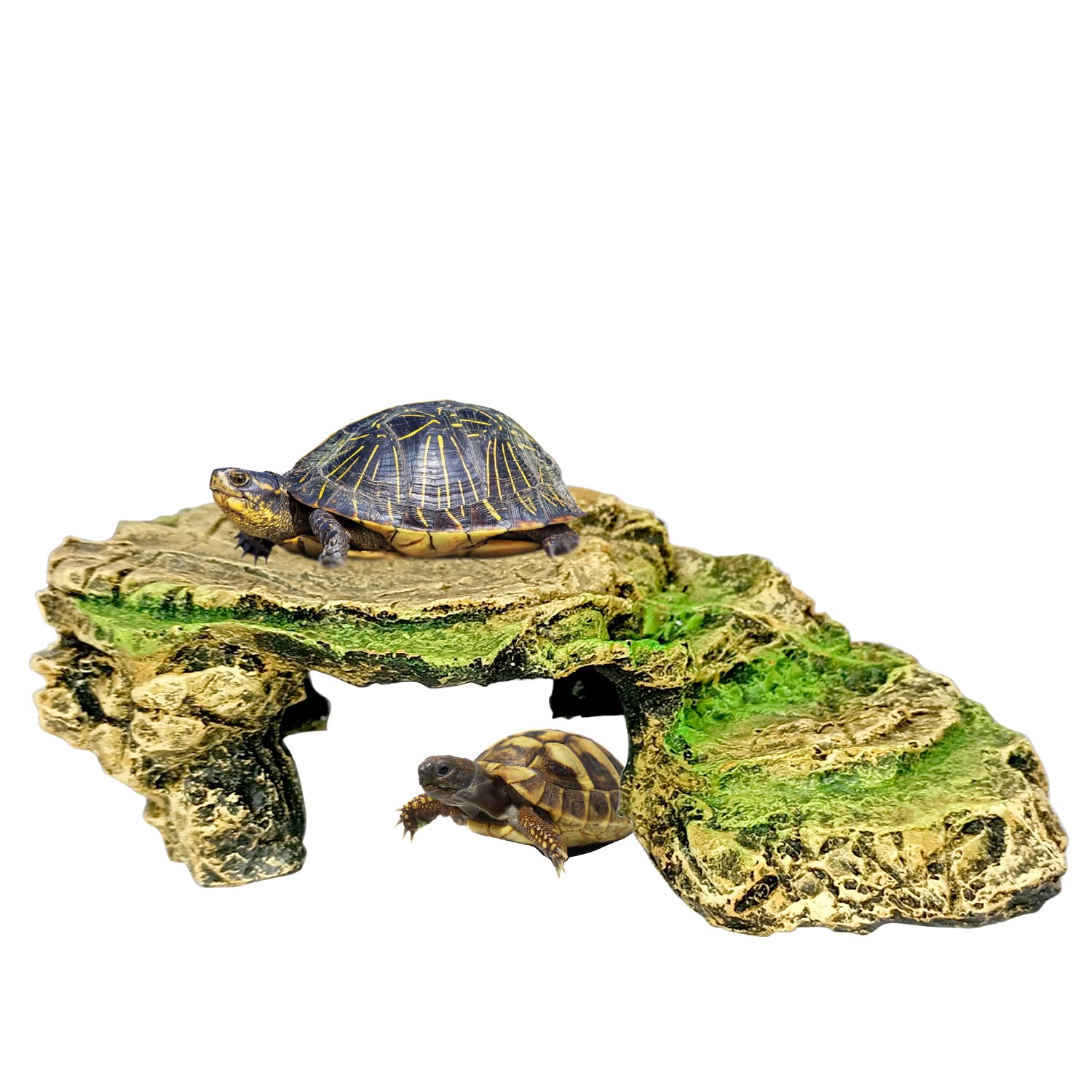 JAINSONS PET PRODUCTS Turtle Basking Platform Tortoise Resting Rock Resin Hiding Cave Reptile Habitat Ornament Climbing Shale Step Ledge for Terrarium Aquarium Decoration