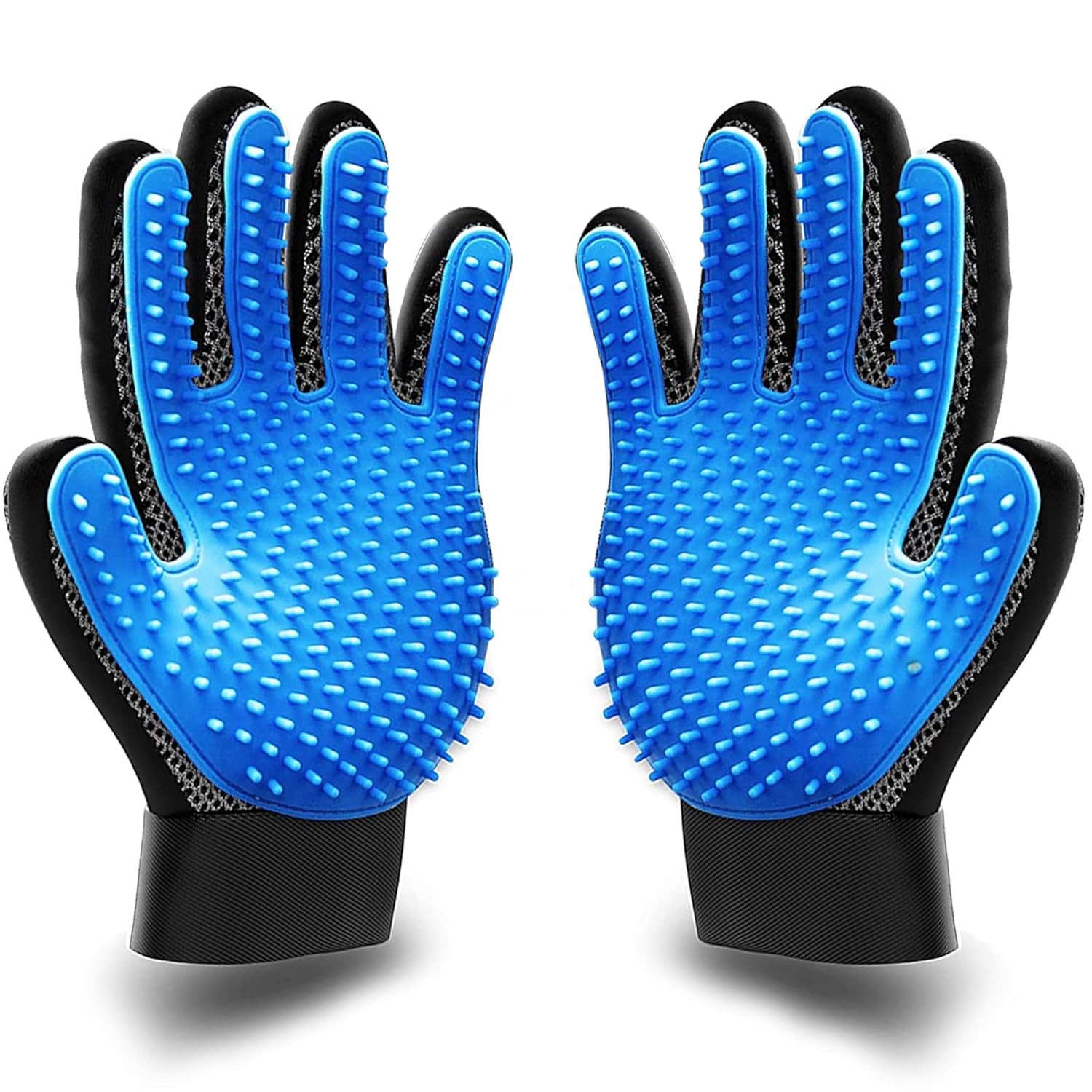 KENNELS & KATS [Premium]Pet Grooming Glove Gift Set. Deshedding Glove For Easy,Mess-Free Grooming Of Pets With Long/Short/Curly Fur. 1 Pair Gentle,Pet Hair Remover Mitt+Free Bath Brush & Storage Bag