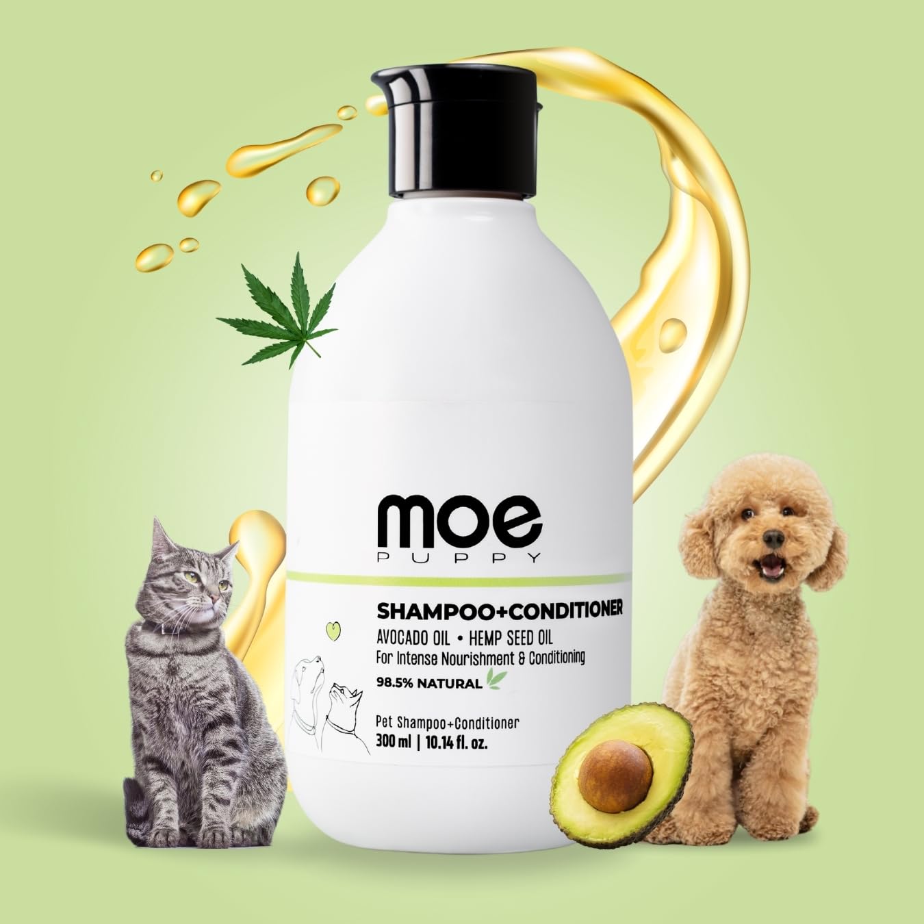 Moe 2-in-1 Shampoo & Conditioner | Sulfate & Paraben-Free | Conditioner for Dogs & Cats (300 ML)