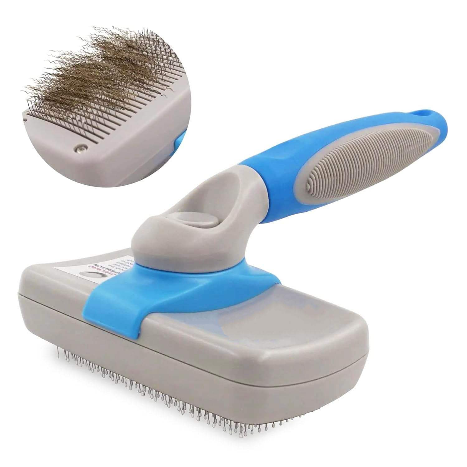PetVogue Slicker Dog Comb Brush Pet Grooming Brush Daily Use to Clean Loose Fur & Dirt Great for Dogs and Cats with Medium Long Hair Dog Hair Self-Cleaning Grooming Comb for Dematting Detangling & Deshedding Brush-Blue