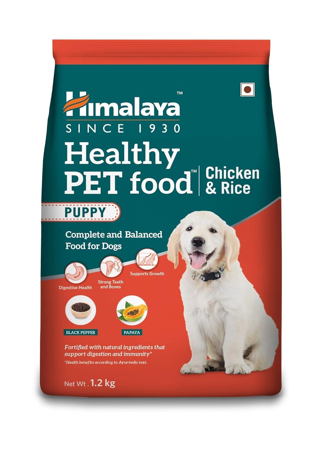 Himalaya Healthy Puppy Dry Dog Food | Chicken & Rice Flavor| Contains 20+ Nutrients, Vitamins, Minerals for Complete and Balanced Food | 1.2Kg