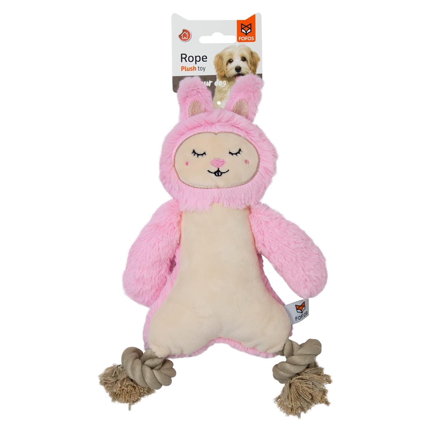 BarkButler x Fofos Rope Leg Plush Rabbit Stuffed Soft Squeaky Plush Dog Toy,Pink|Small-Medium Dogs(5-20kgs)|Squeaker|Soft Fabric&Cotton Rope|for All Breeds|Cuddle,Chew,Fetch BarkButler x Fofos Rope Leg Plush Rabbit Stuffed Soft Squeaky Plush Dog Toy,Pink|Small-Medium Dogs(5-20kgs)|Squeaker|Soft Fabric&Cotton Rope|for All Breeds|Cuddle,Chew,Fetch