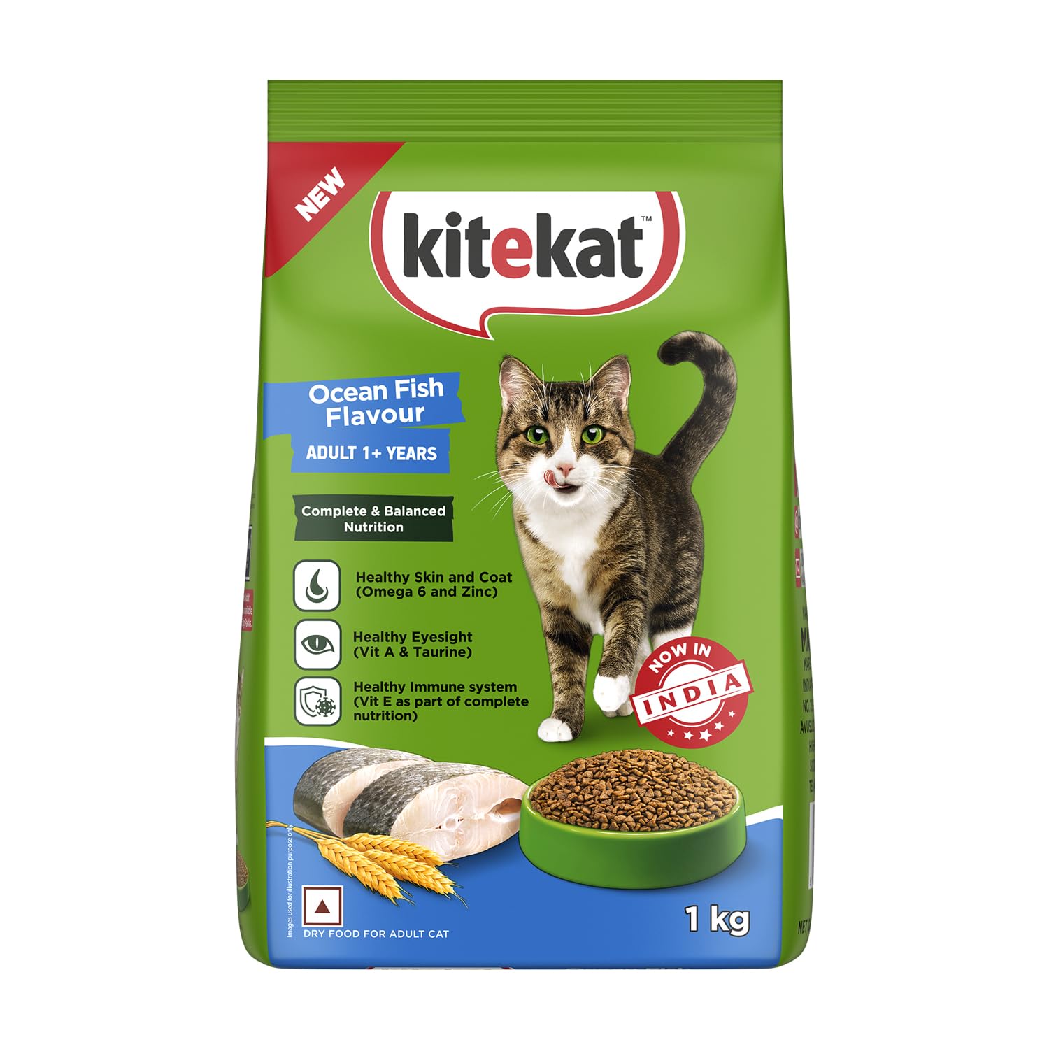Kitekat Adult (1+ Years) Dry Cat Food, Ocean Fish Flavour, 1kg | Complete and Balanced Nutrition Kitekat Adult (1+ Years) Dry Cat Food, Ocean Fish Flavour, 1kg | Complete and Balanced Nutrition