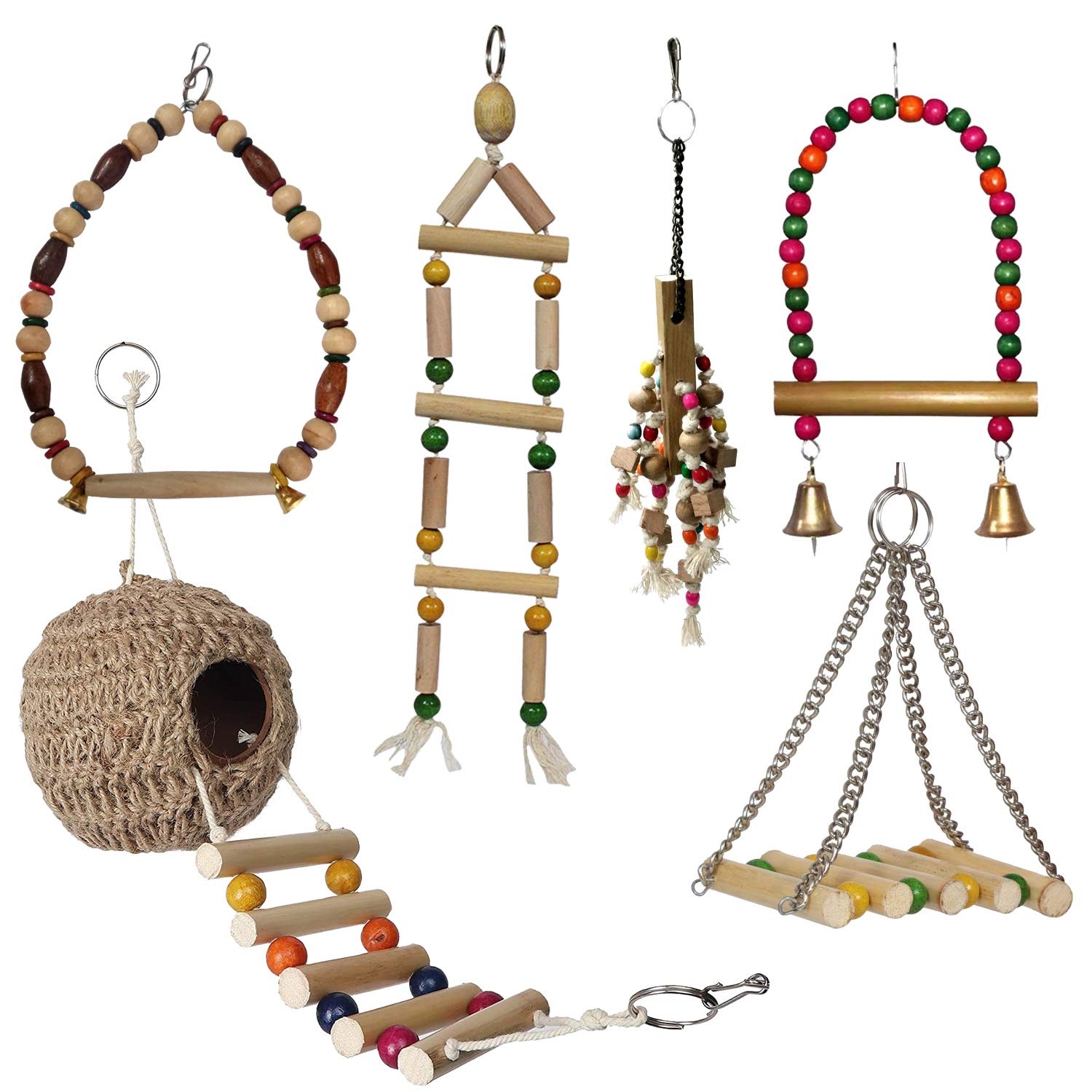 Jainsons Pet Products Bird Swing Toys, Birds Chew Toys with Hanging Bird Cage Toys with Ladder Nest for Small Parakeets, Cockatiels, Conures, Finches, Budgie, Parrots, Love Birds(Birds Gift Pack) Jainsons Pet Products Bird Swing Toys, Birds Chew Toys with Hanging Bird Cage Toys with Ladder Nest for Small Parakeets, Cockatiels, Conures, Finches, Budgie, Parrots, Love Birds(Birds Gift Pack)