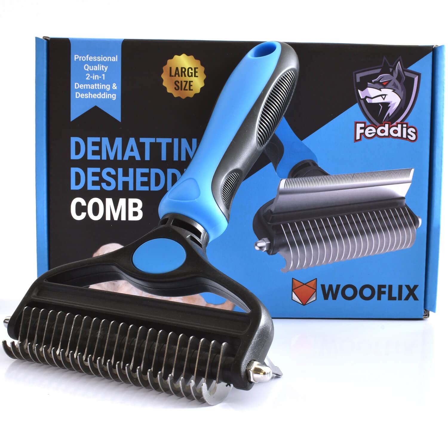 Wooflix 2-in-1 Hair Brush for Dogs & Cats | Dual Head Deshedding and Dematting Steel Comb | Pet Grooming Kit | Hair Remover