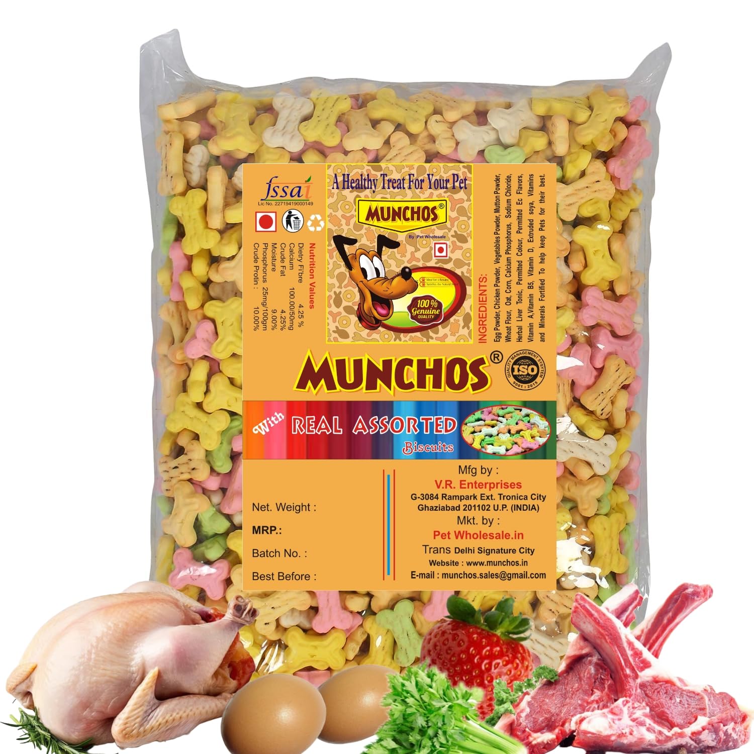 MUNCHOS Assorted Flavor Freshly Baked Cookies for Puppies, 1 kg