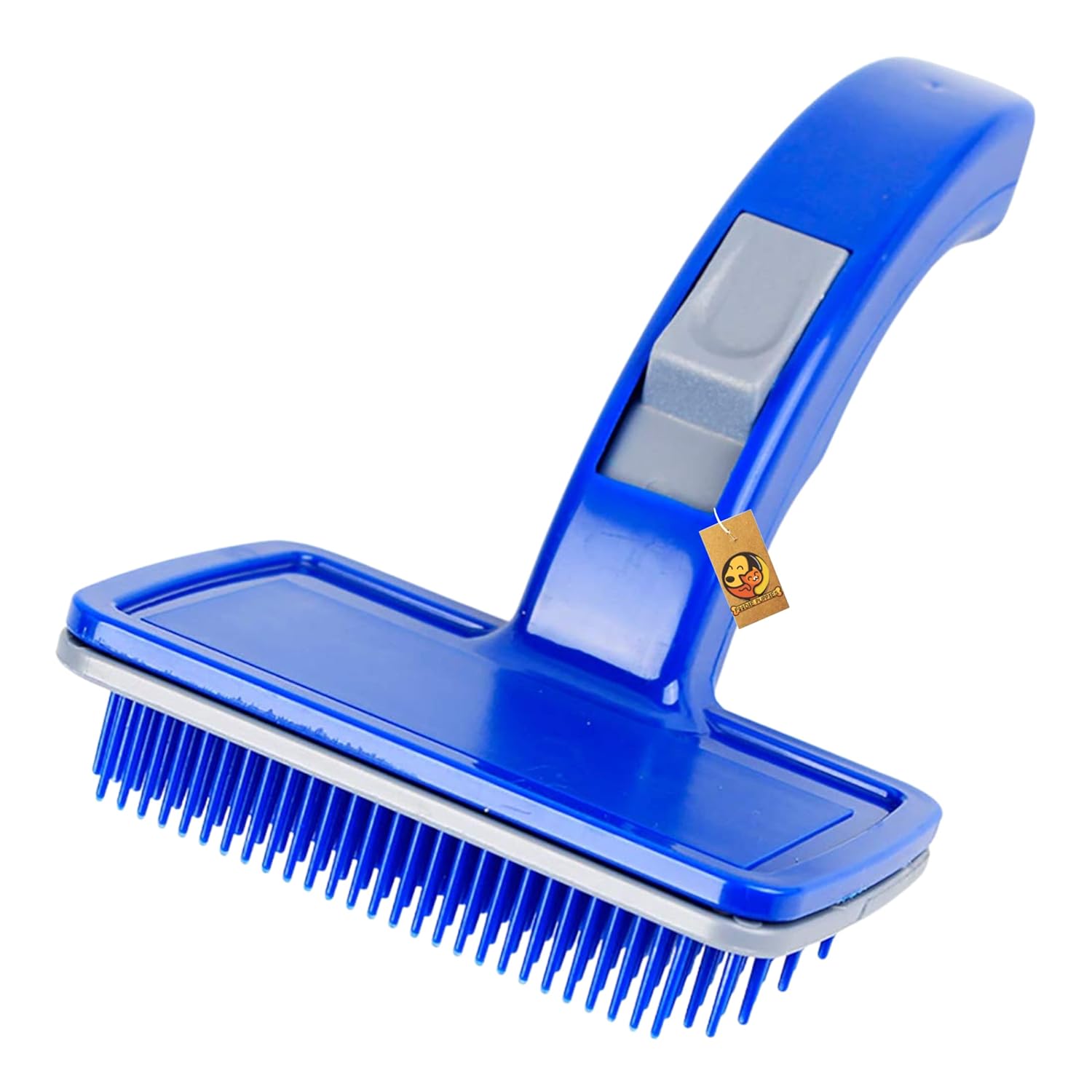 Foodie Puppies Pet Grooming Slicker – (Blue Slicker) | Dogs, Cats, Rabbit & Goat | Long & Short Hair | Shedding Massage Brush | Rectangle Head & Curved Handle Self-Cleaning Pet Comb