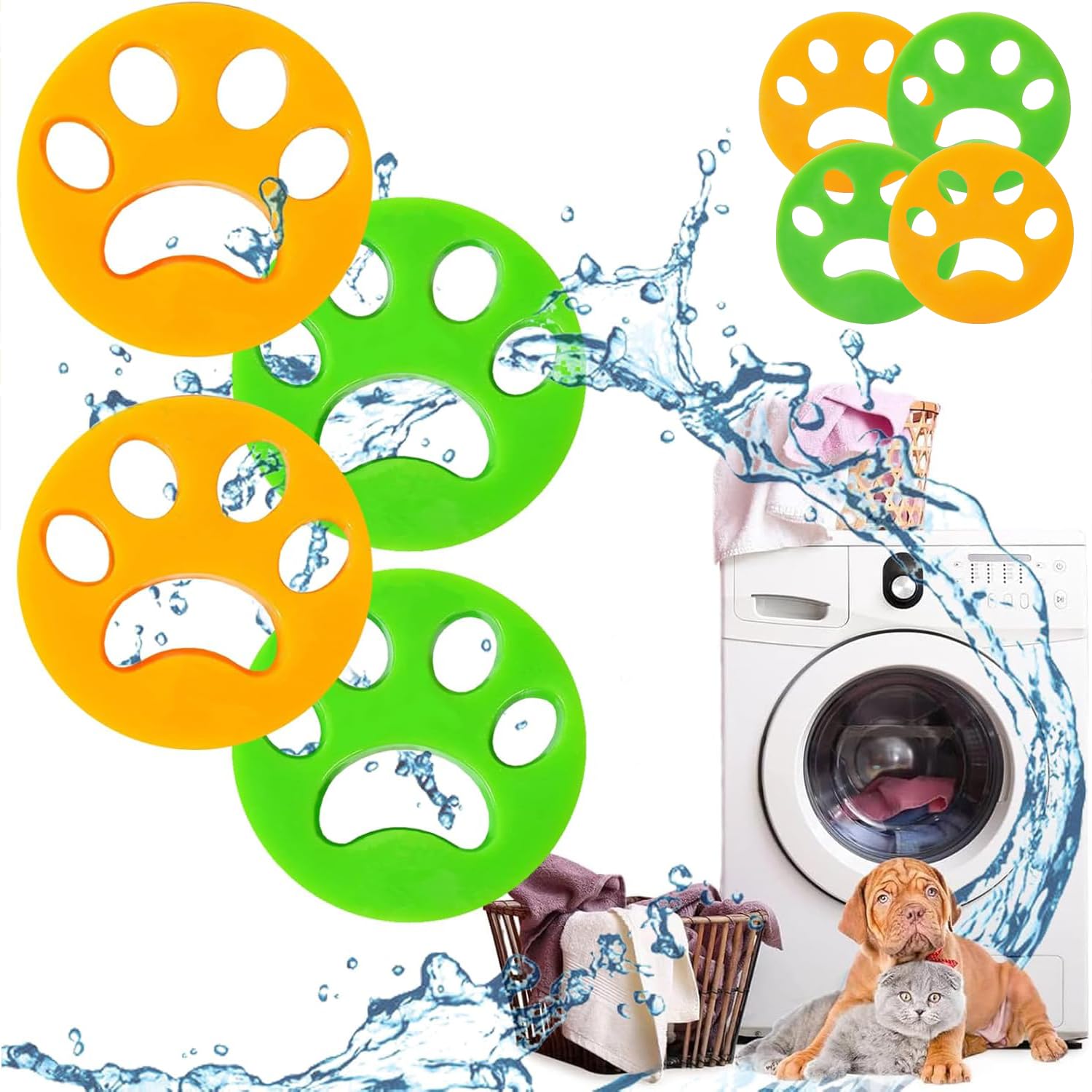NUDFSY 8 Pcs Cat Hair Remover From Clothes,Pet Hair Remover Washing Machine Laundry Balls,Washing Machine Balls For Clothes,Clothes Dryer Reusable Cleaning Pet Accessories