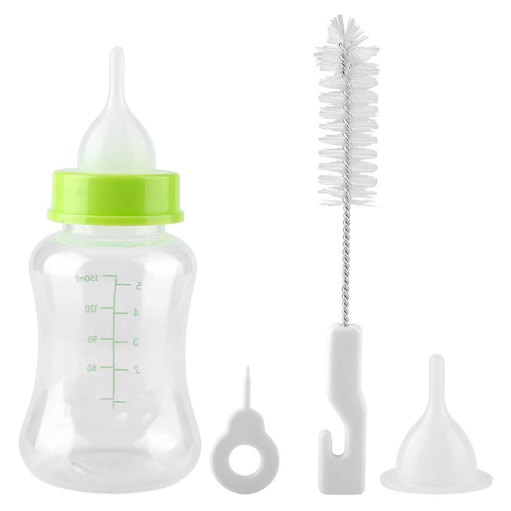 The Pets Company Puppy Kitten Milk Feeder Silicone Bottle Set For Baby Dog & Cat (White & Green)