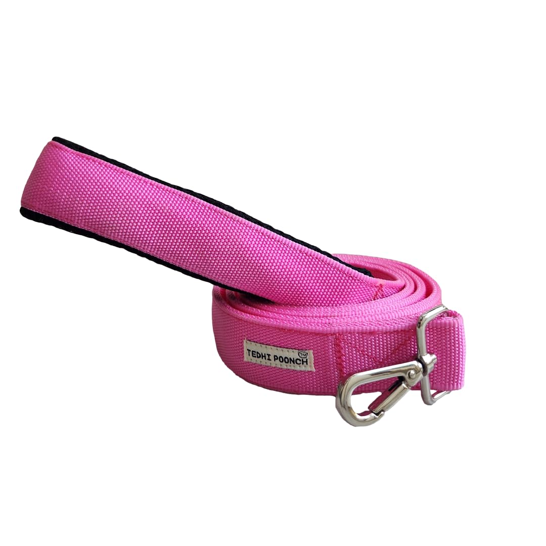 TEDHI POONCH Gulaab Chuski Premium Long Length Durable Sturdy Training Leash-with Soft Padded Handle- for Dogs and Puppies | Pink | Medium