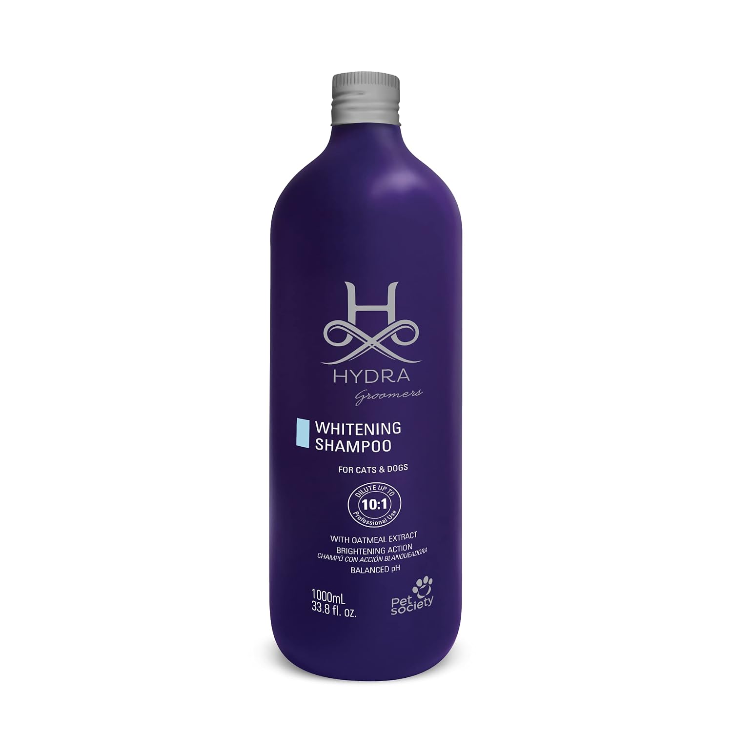 Hydra Groomer’s Whitening Shampoo 1 Litre for Cats and Dogs Contains an Optical Brightener That Reduces The Yellowing of The Coat Oatmeal Extract Moisturizes and Softens The Coat