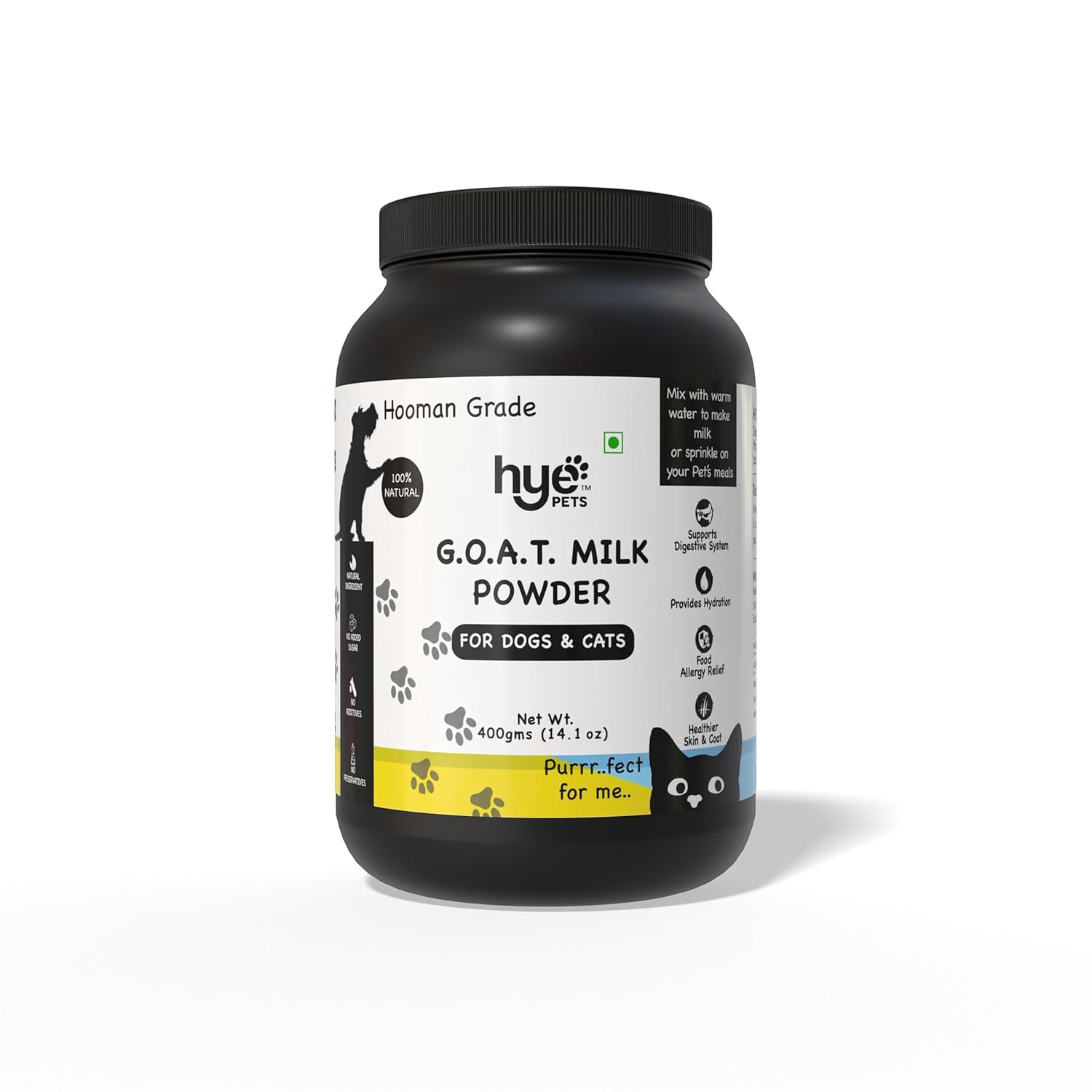 HYE FOODS Goat Milk Powder for Pets | Nutrient-Rich Supplement for Happy and Healthy Dogs and Cats Food 400g