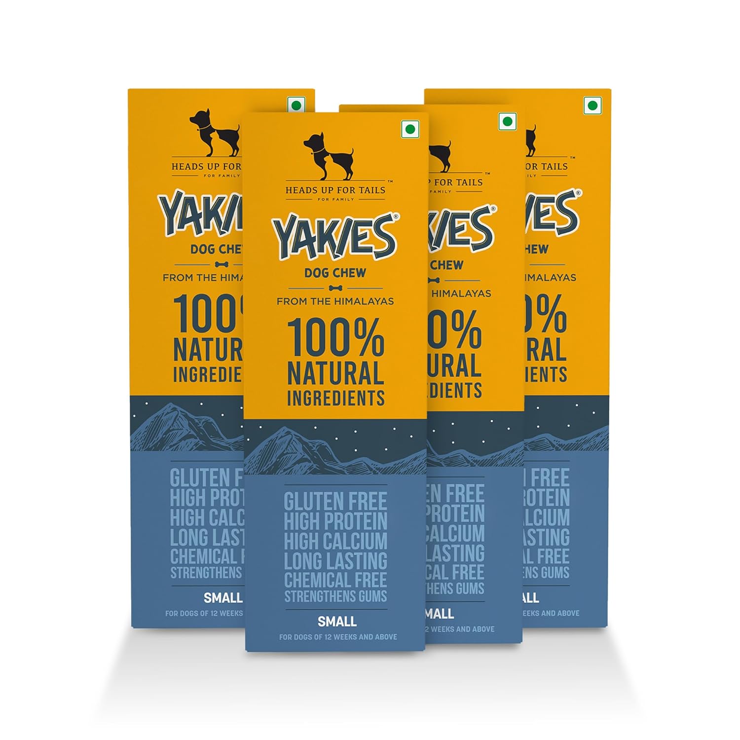 HUFT Yakies Organic Dog Chew Bone – Long Lasting Natural Dental Treats for Dogs | Protein-Rich, Preservative-Free Dog Chews – Small (Pack of 4)