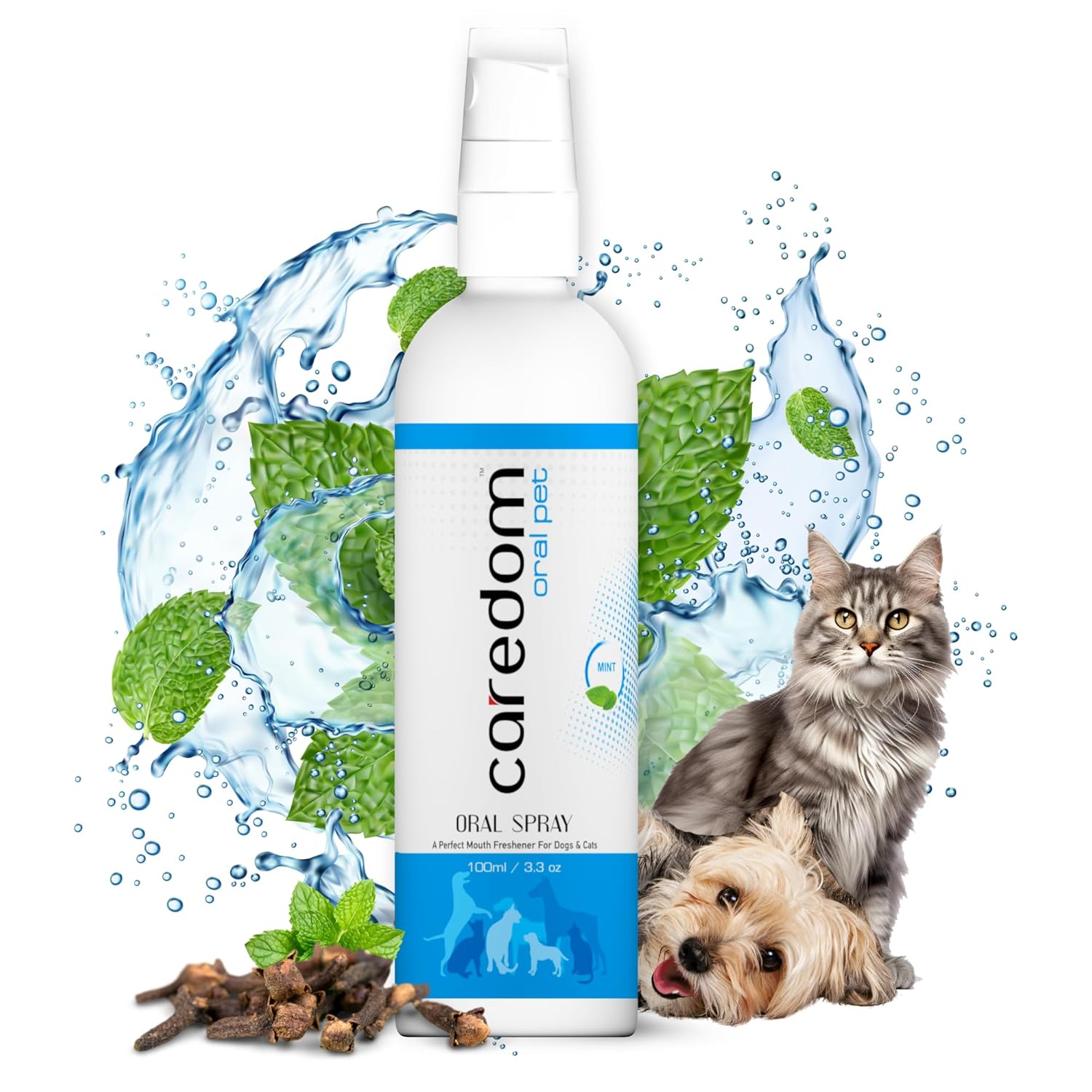 CAREDOM Oral Spray for Dogs Teeth | Mint Mouth Fresheners | Dog Mouth Spray Fight Against Bad Breath,Plaque,Tartar,Gum & Oral Disease | Dog Dental Care | Cat & Dog Care Products(100ml) | Pack of 4