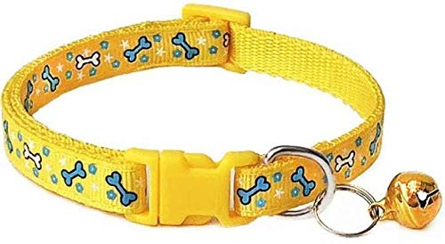 PSK PET MART Printed (18-30 cm) Adjustable Small Cat Everyday Collar,Small, (Yellow), Polyester, (Pack of 1)