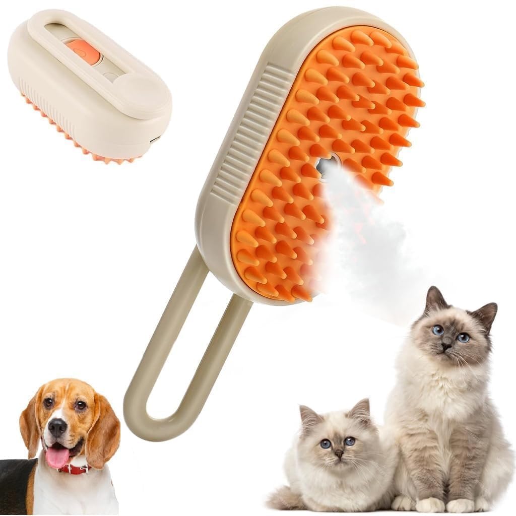 GRAVIN Steam Brush for Dog Cat Steam Brush 3 in 1 Water Brush for Dogs Silicone Massage Dog Comb Electric Multifunctional Water Brush Spa for Dogs USB Rechargeable Steamy Brush for Pet (Original)