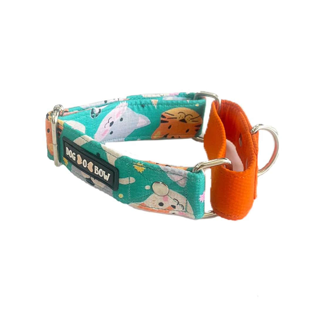 Dog-O-Bow Teal Animal Print Martingale Collar for Dogs and Pets, Medium
