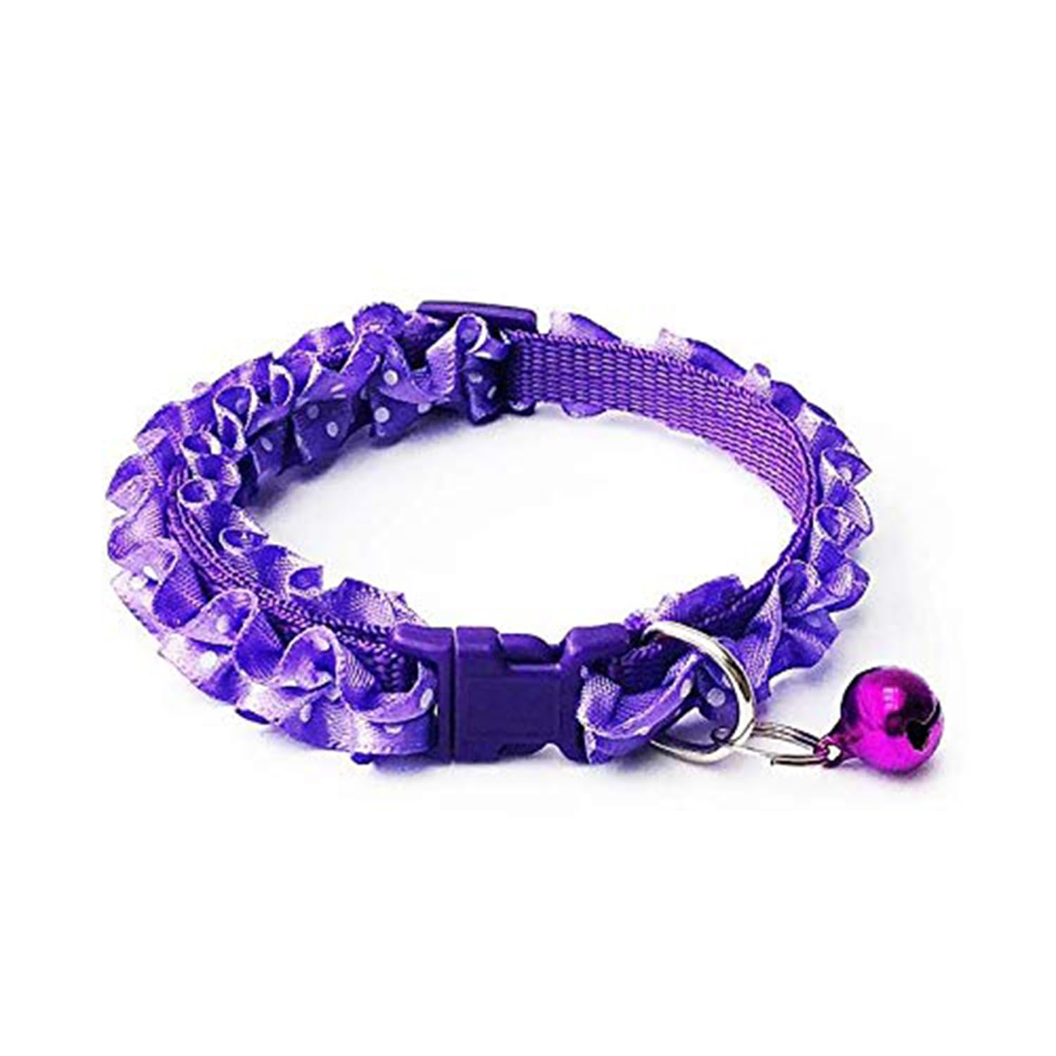 YellowCult 1 Piece Cat Collar – Unique Frill Design, with Bell, Adjustable Strap, and Safety Release Buckle [Modern Design for Your Cute Cats, Puppies & Small Dogs- Charming Purple]