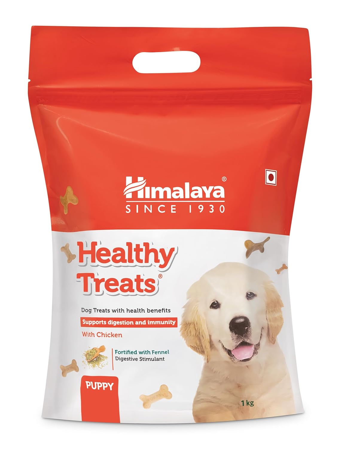 Himalaya Healthy Dog Biscuit Treats for Puppy with Chicken I Supports Digestion & Immunity | Training & Rewards | 1Kg