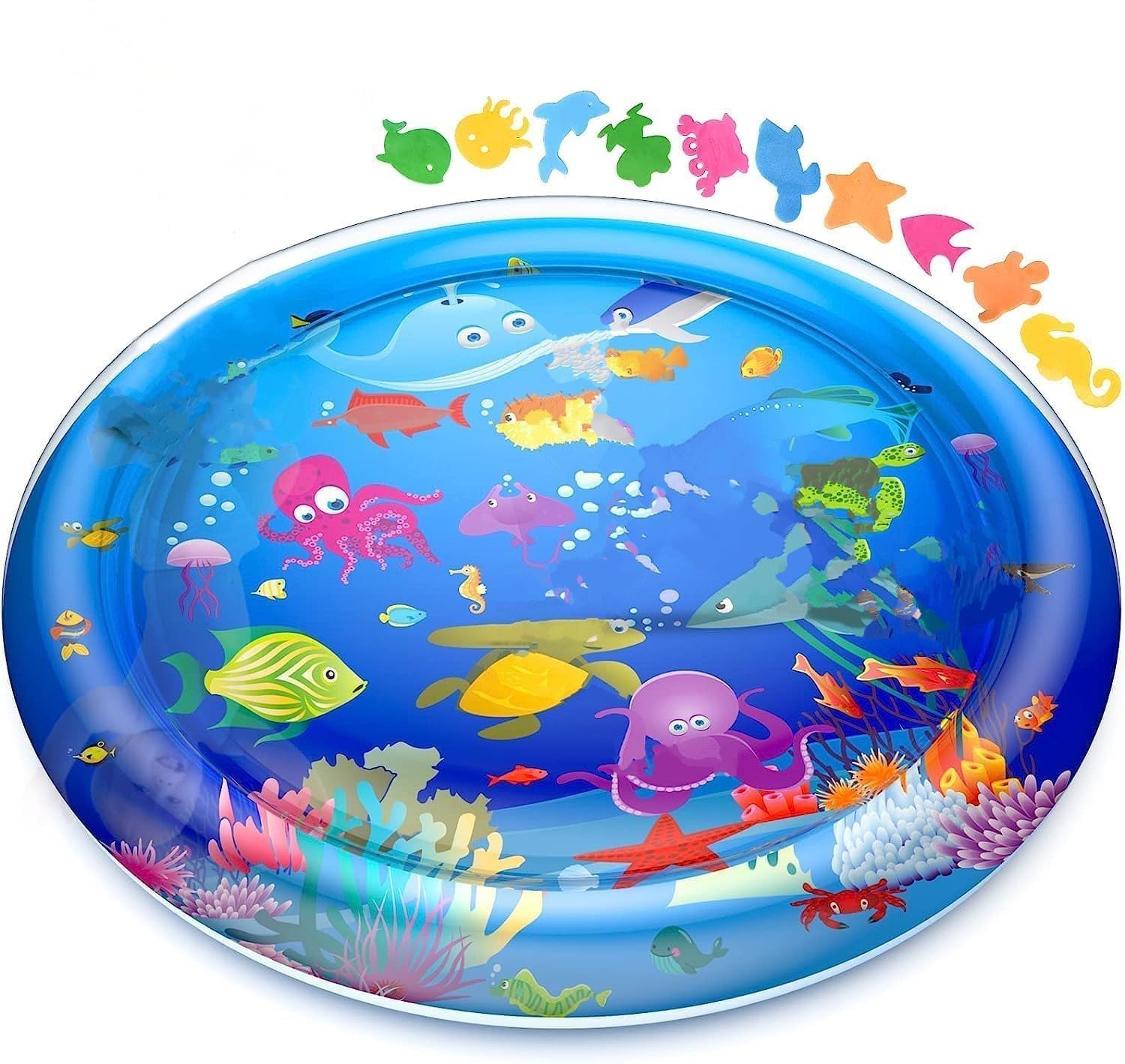 TEC TAVAKKAL Baby Kids Circle Water Play Mat Toys Inflatable Tummy Time Leakproof Water Play Mat, Fun Activity Play Center Indoor and Outdoor Water Play Mat for Baby, Pack of 1, Multicolour