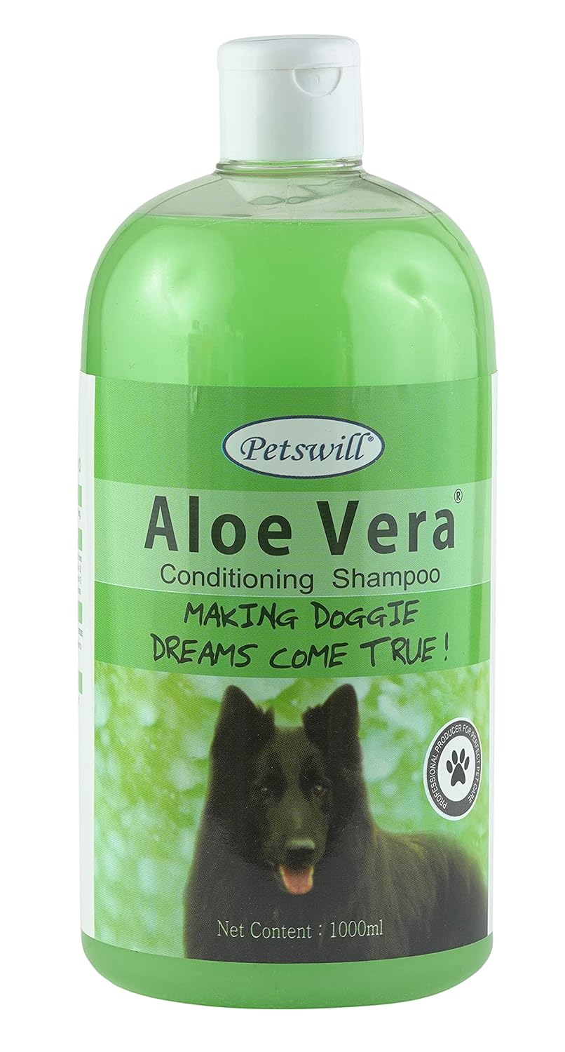 Petswill Aloevera Shampoo For Dogs & Cats – 1 Liters ; Pomeranian, Shih Tzu, Rottweiler, German Shepherd, Labrador, Golden Retriever, Pug, Boxer, Doberman, Boxer, For All Breeds