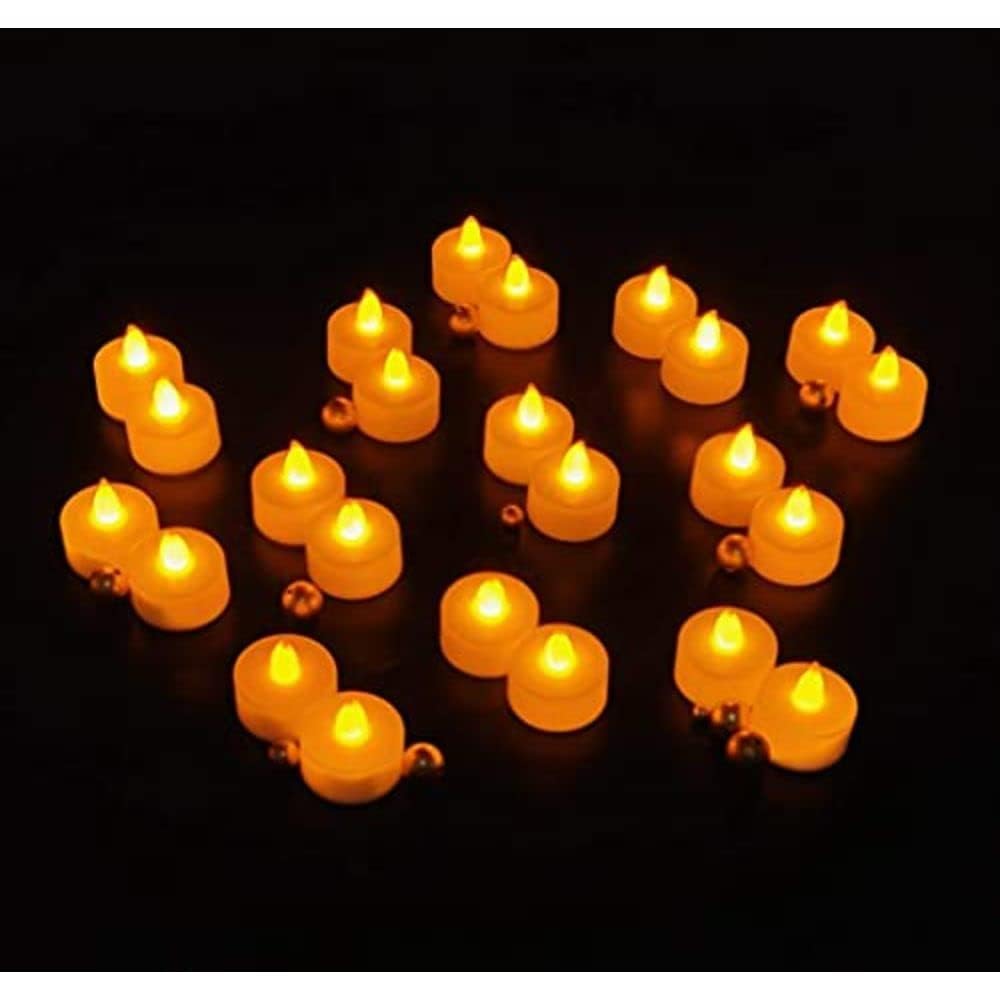 SATYAM KRAFT 12 Pcs LED Tea Light Candles | Flameless & Smokeless | Decorative Acrylic Design | Home Décor, Gifting, Festival, Anniversary, Birthday, Navratri, Diwali Decoration Item(Yellow)