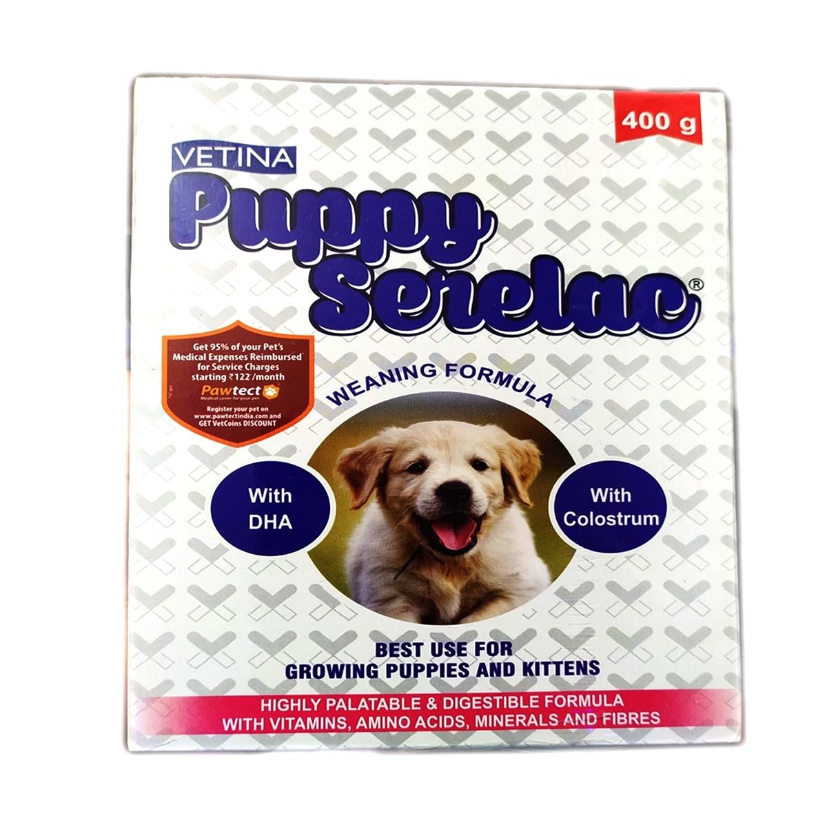 Vetina Vanilla Flavour Powder Puppy Serelac Weaning Formula For Cat(400 G), 1 Count