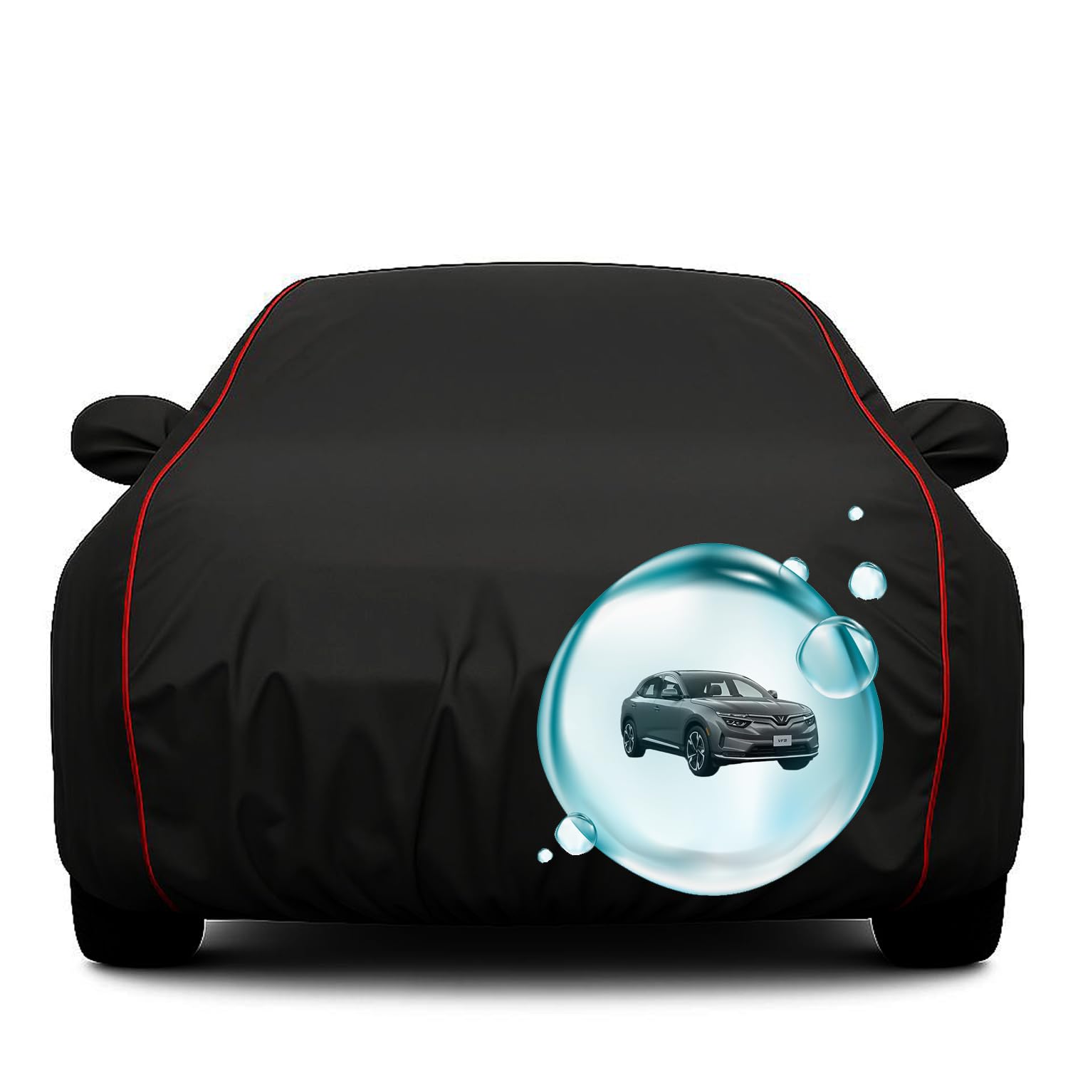WOBIT COVERS ‘SuperSmooth’ Premium Car Cover Compatible with Vinfast VF8 Price Car Cover – Water Resistant – Scratch Proof – Dust Proof – Dog Proof – (Black with Mirror Pocket)