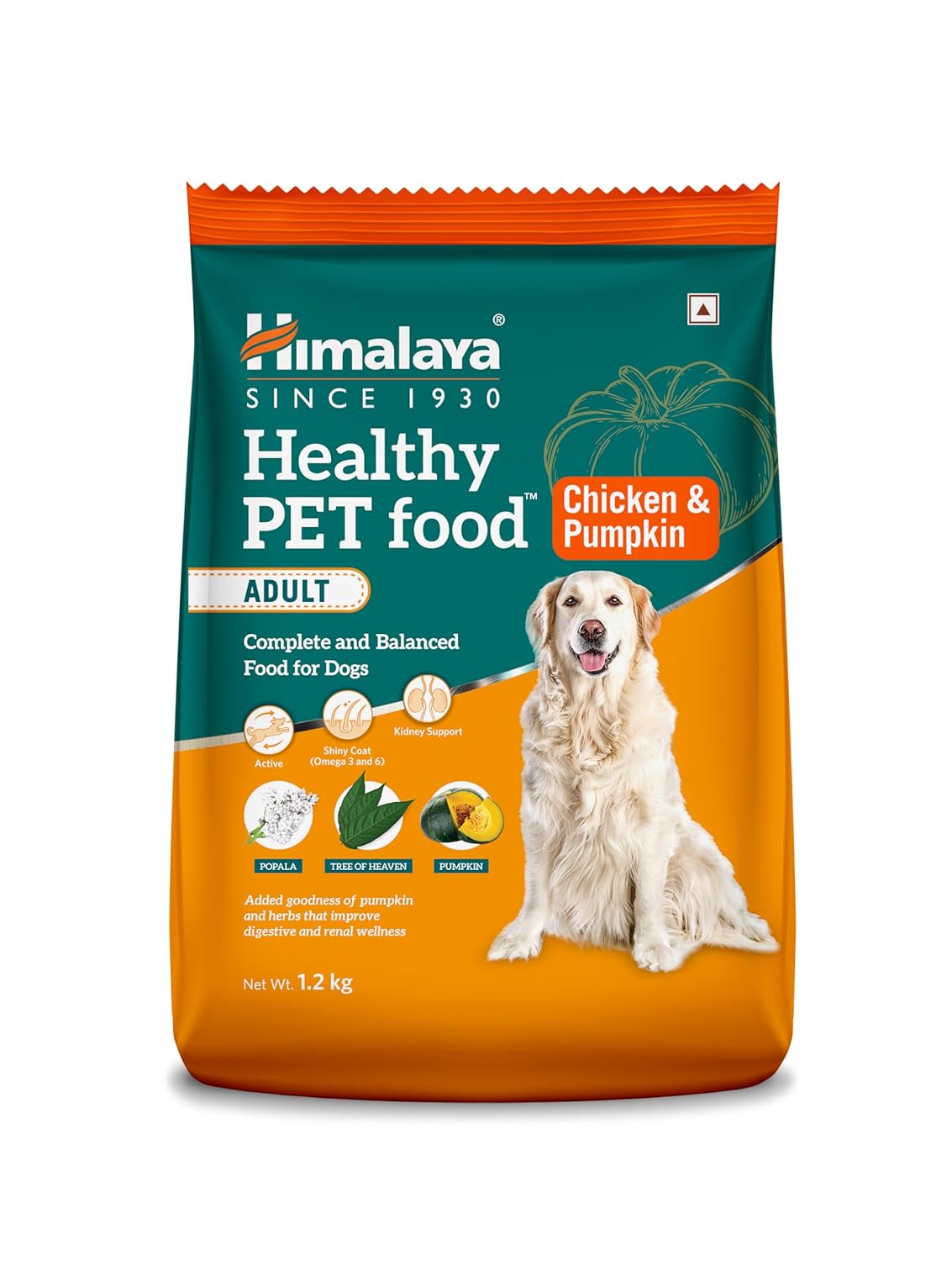 Himalaya Healthy Pet Food | Chicken & Pumpkin Flavor | For Healthy Appetite & Shiny coat | 100% Complete & Balanced Food for Adult Dogs | 1.2 kg Pack