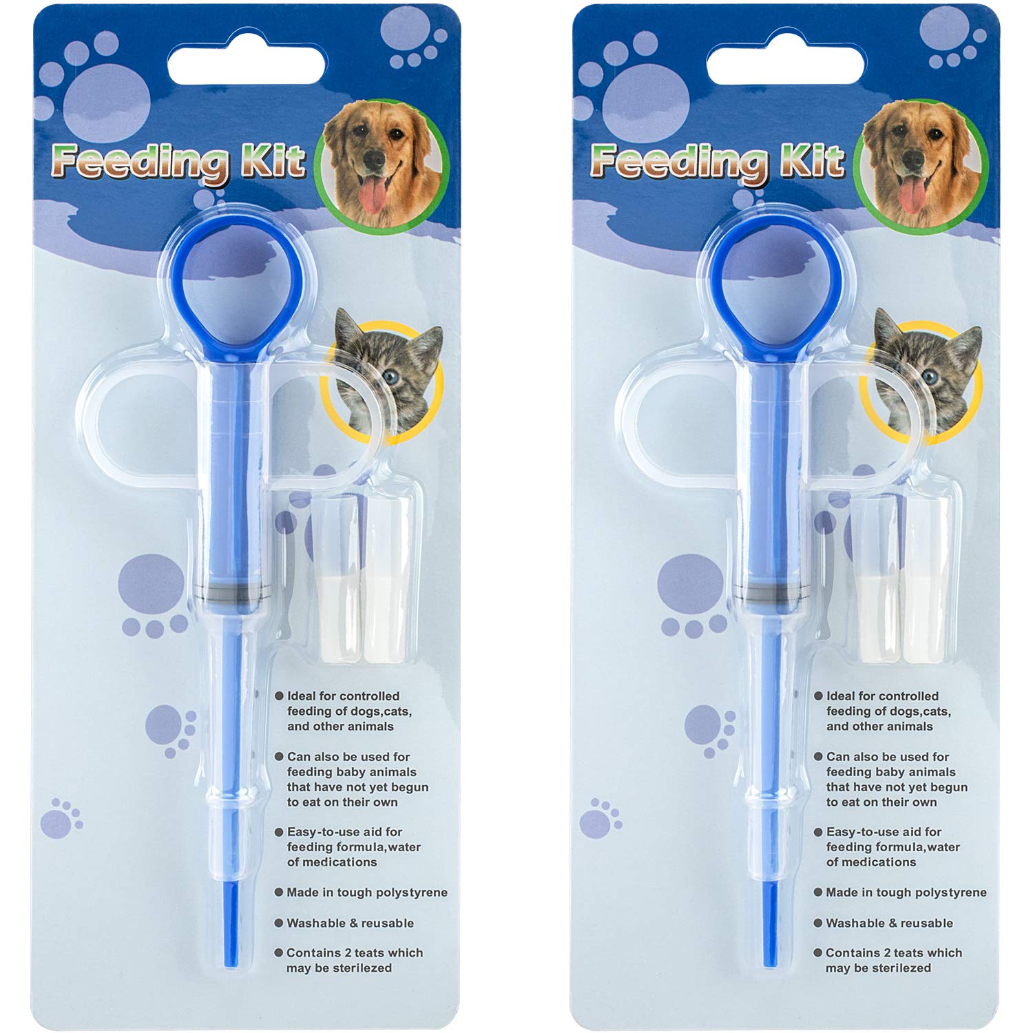 PAGOW 2 Pcs Pet Medicine Feeder, Silicone Syringe Cat Dog Puppy Pill Dispenser Suit with Soft Tips, Pet Cat Dog Puppy Pill Tablet Versus Control Rods