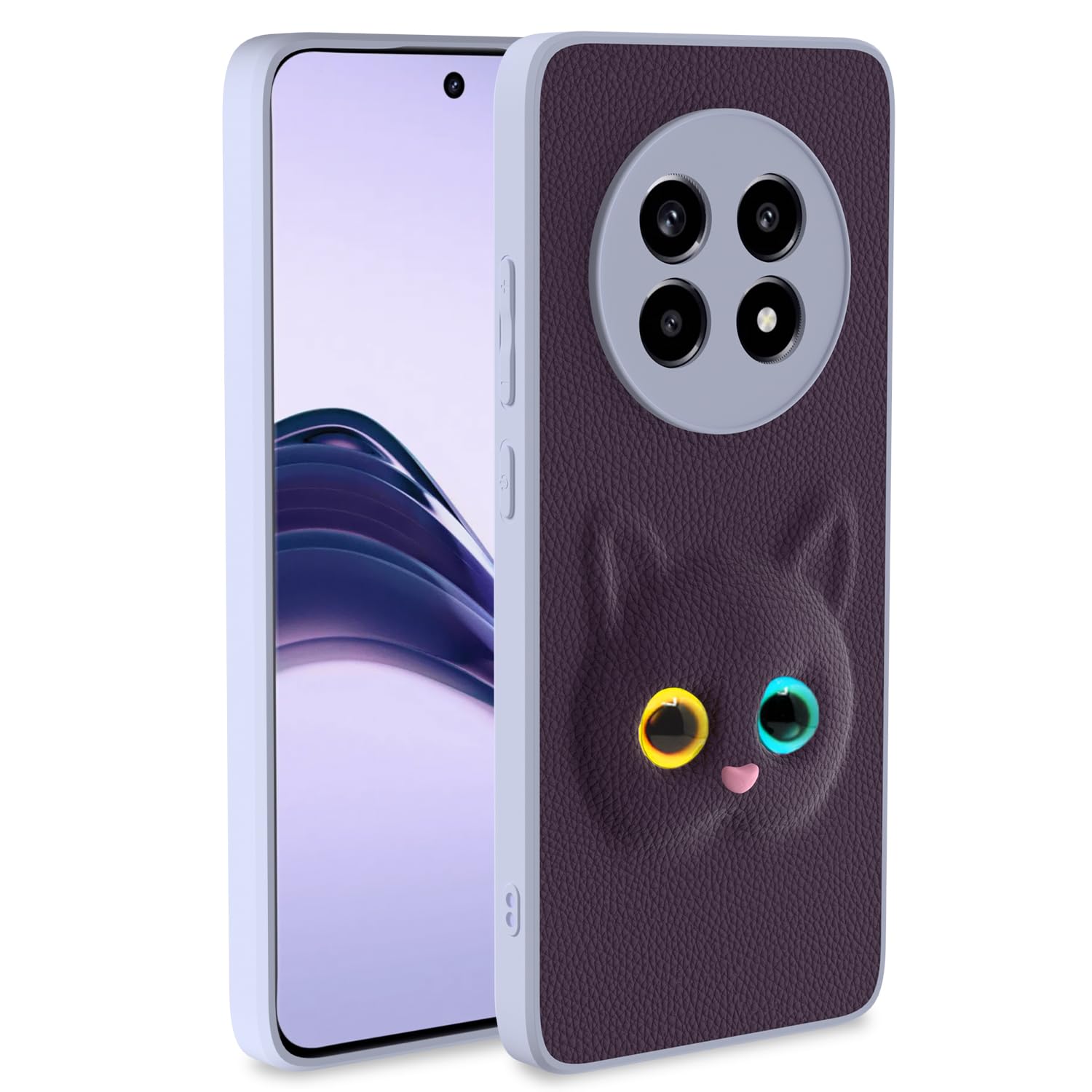 Pikkme Back Cover for Girls | Cute Cat Leather Finish | Soft TPU | Bumper Case for Realme 13 Pro 5G / Realme 13 Pro Plus 5G (Purple)