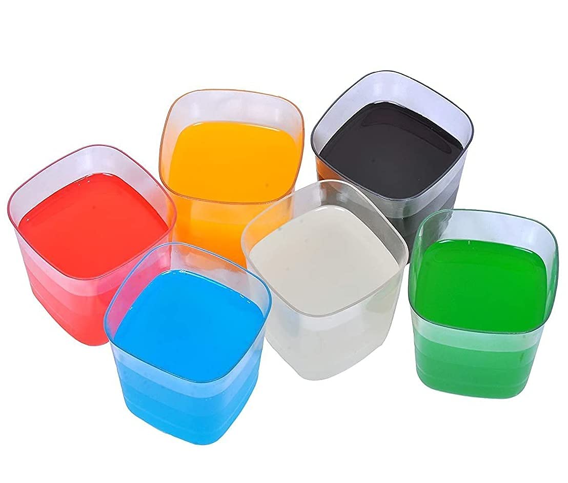 HAPPI Unbreakable Water and Juice Drinking Glass Platinum Beer/Wine/Sharbat/Juice Glass Plastic PET Transparent Stylish Set, 6 Pieces, 250 Ml – Set of 6