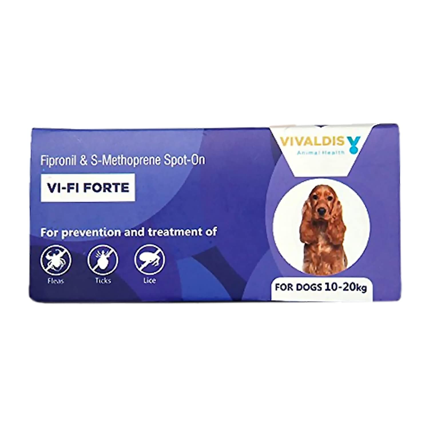 Vivaldis VI-FI Forte 1.34 ml – Single Pipette – Spot on Solution for Prevention & Effective Control of Flea, Tick & Chewing Lice Treatment for Dogs Weighing from 10 to 20 kg (Pack of 1)