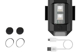 OTO2EYE Pack of 1 Aluminium Airplane Light (7 Colors) Waterproof Universal Warning Signal Blinker Led Strobe Rechargeable Safety Light for Bike Motorcycles Cars Bicycle Drones Helmet