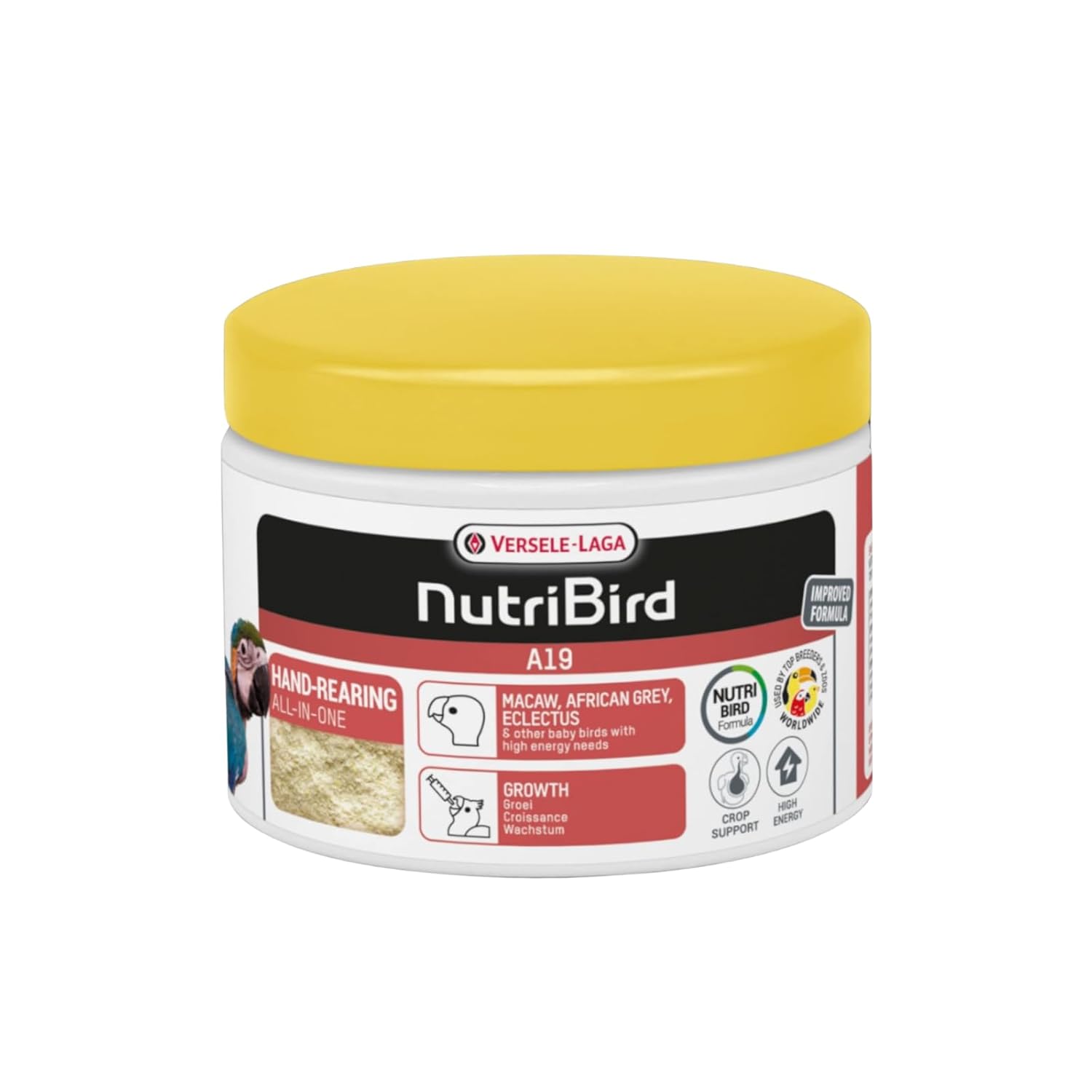 Versele-Laga Nutribird A19 Hand-Rearing Food Powder For Macaws, African Greys, Eclectus Parrots & Other Baby Birds 250Gm