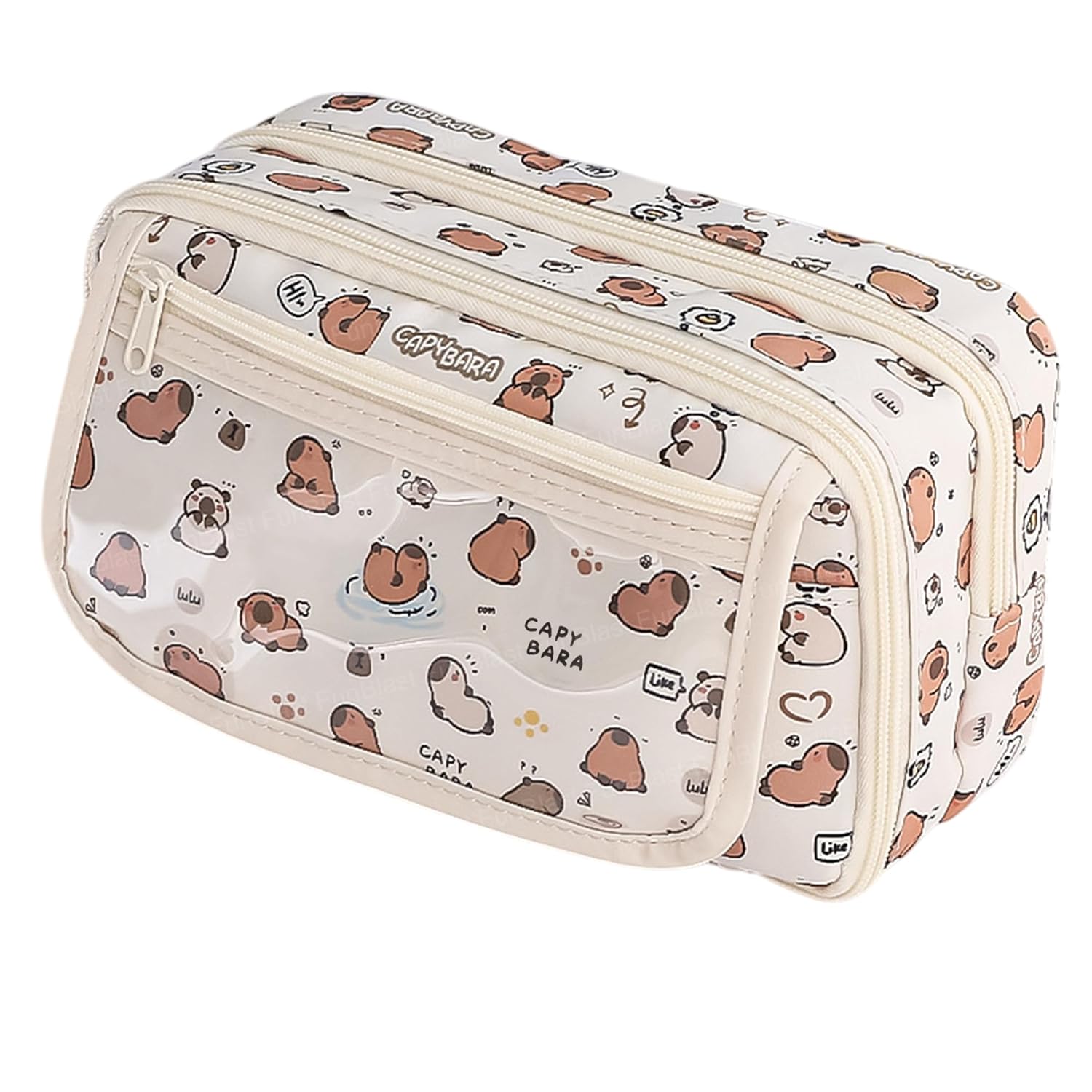 FunBlast Pencil Pouch For Girl Kawaii Pencil Pouch, Aesthetic Pencil Case Organizer, Large Capacity Stationary Organizer Case, Multipurpose Zipper Pouch For Kids & Adults (Capybaraprint, Multicolor)
