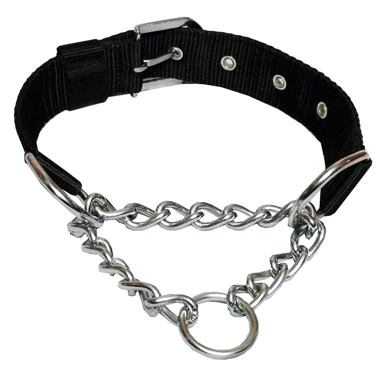 PSK PET MART Dog Choke Pet Nylon Half Chain Collar Half Choker Stainless Steel Dogs Collars 1 Piece Size – 1.25 inch Large (Color May Vary)(Pack of 1)