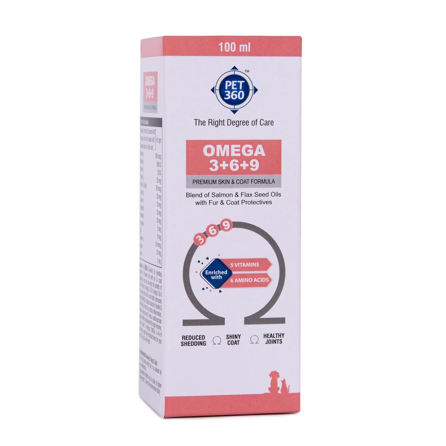 Omega 3+6+9 | Blend of Salmon & Flax Seed Oils with Fur & Coat Protectives | Reduced Shedding | Shiny Coat | Healthy Joints | Nutritional Supplement for Pets – 100 ml