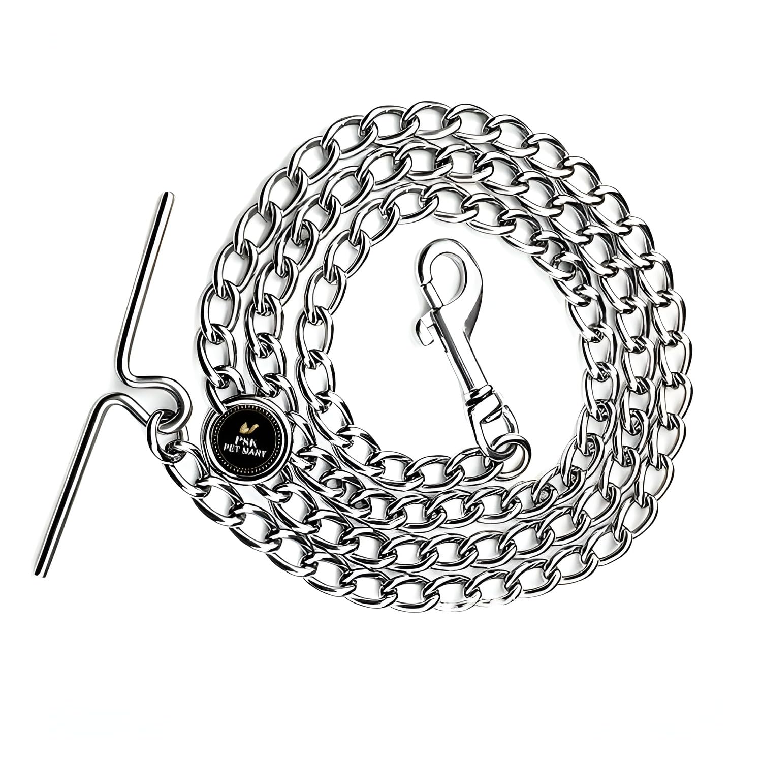 PSK PET MART Dog Chain Silver Grind No.8 Heavy Weight Dogs Leash Heavy Duty Dog Chain with Heavy Hook (L – 60 Inch) for Large Dogs