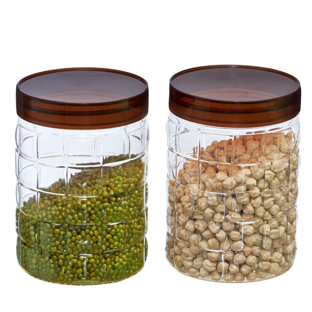 Steelo Solitaire Plastic Kitchen Storage Container Set|Kitchen Organiser Air Tight Container Set|US FDA Approved|PET Food Grade|Heavy Duty Material|BPA Free (Maroon, 1200 ML, Pack of 2)