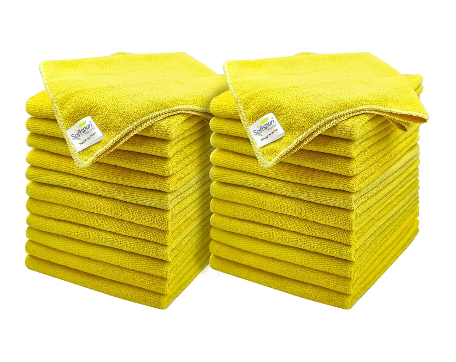 SOFTSPUN Microfiber Cleaning Cloths, 24pcs 40x40cms 220 GSM Yellow! Highly Absorbent, Lint and Streak Free, Multi -Purpose Wash Cloth for Kitchen, Car, Window, Stainless Steel, Silverware.…
