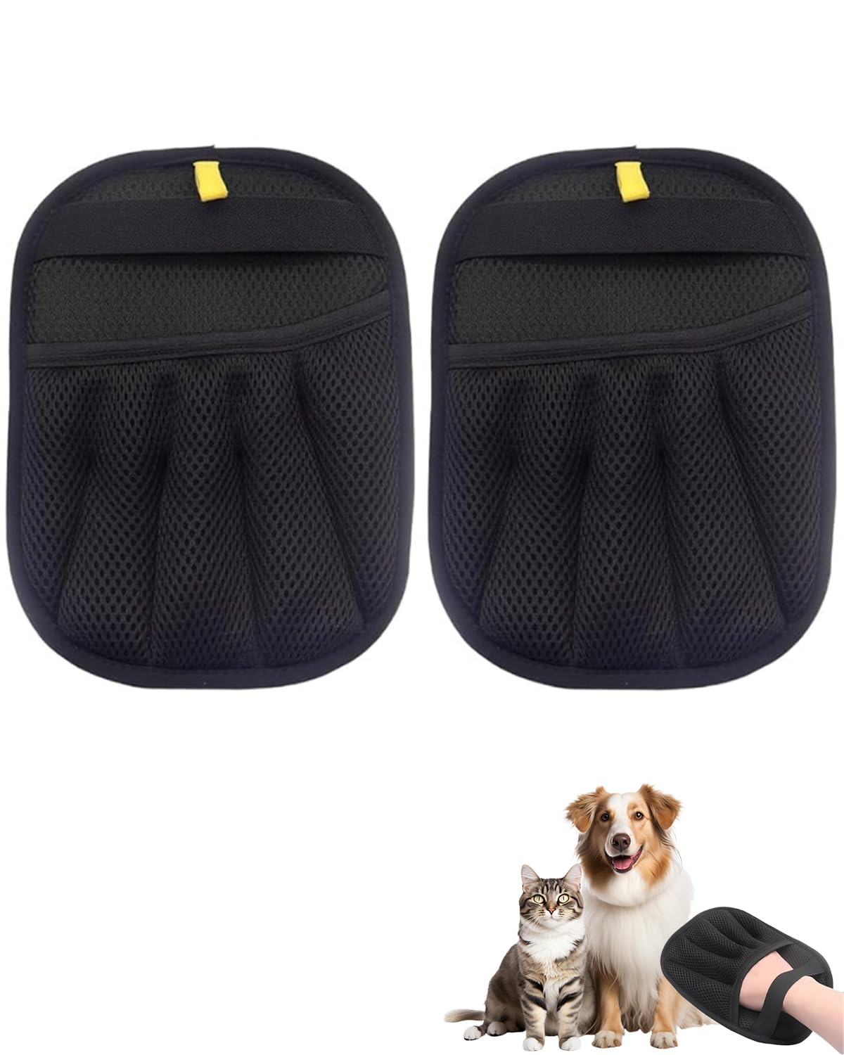 2PCS Finger Design for Gentle Grooming, Pet Hair Removal Glove, Efficient Dog Cleaning Gloves, Black Five-Finger Pet Hair Cleaning Tool for Furniture and Clothes