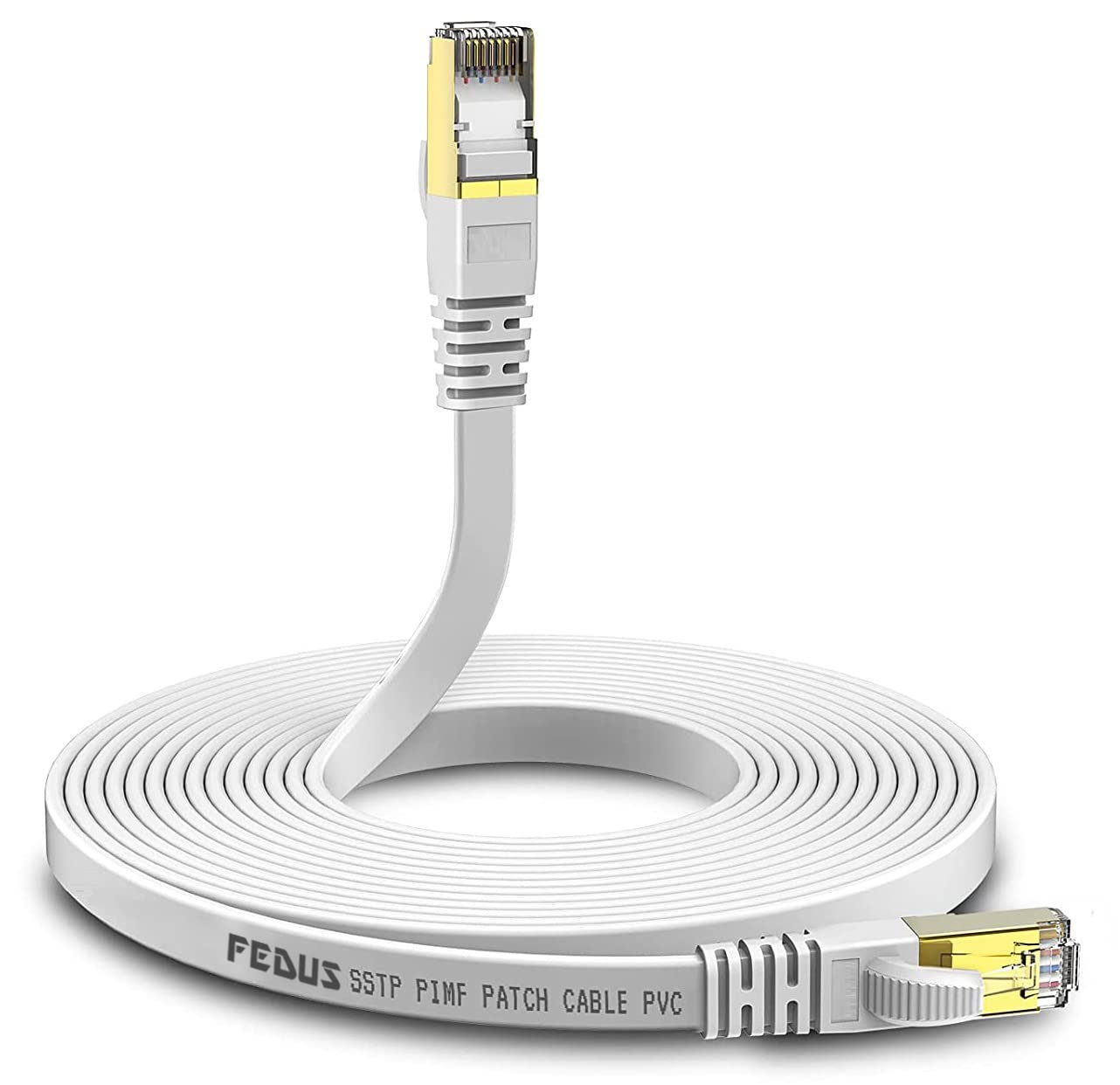 FEDUS Cat7 Ethernet Cable, Pure Copper Flat RJ45 LAN Cable Cable 10 Gigabit 600MHZ Patch Network Cable Internet Cable RJ45 Wire Cord to Computer for Gaming, Modem, Router, LAN ADSL (40-METER.)